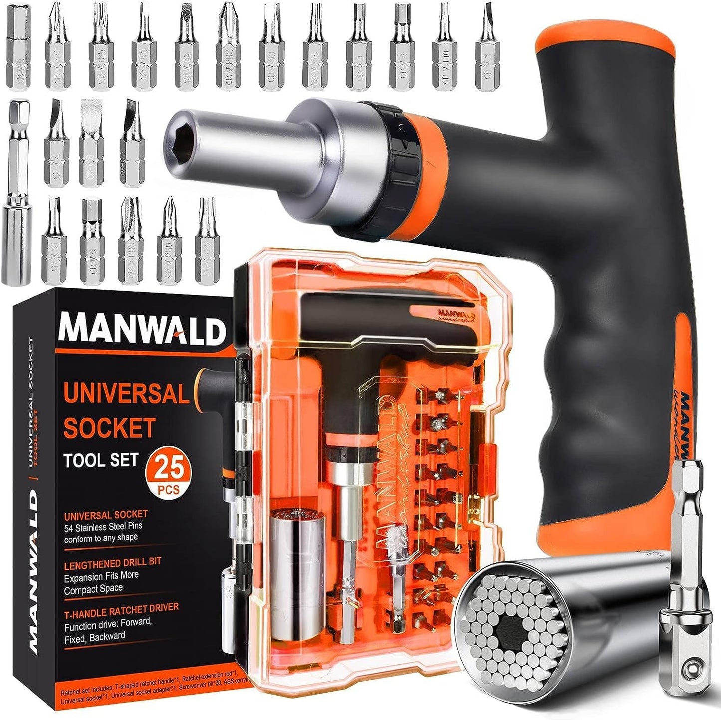 Universal Socket Tool Set with Ratcheting Screwdriver
