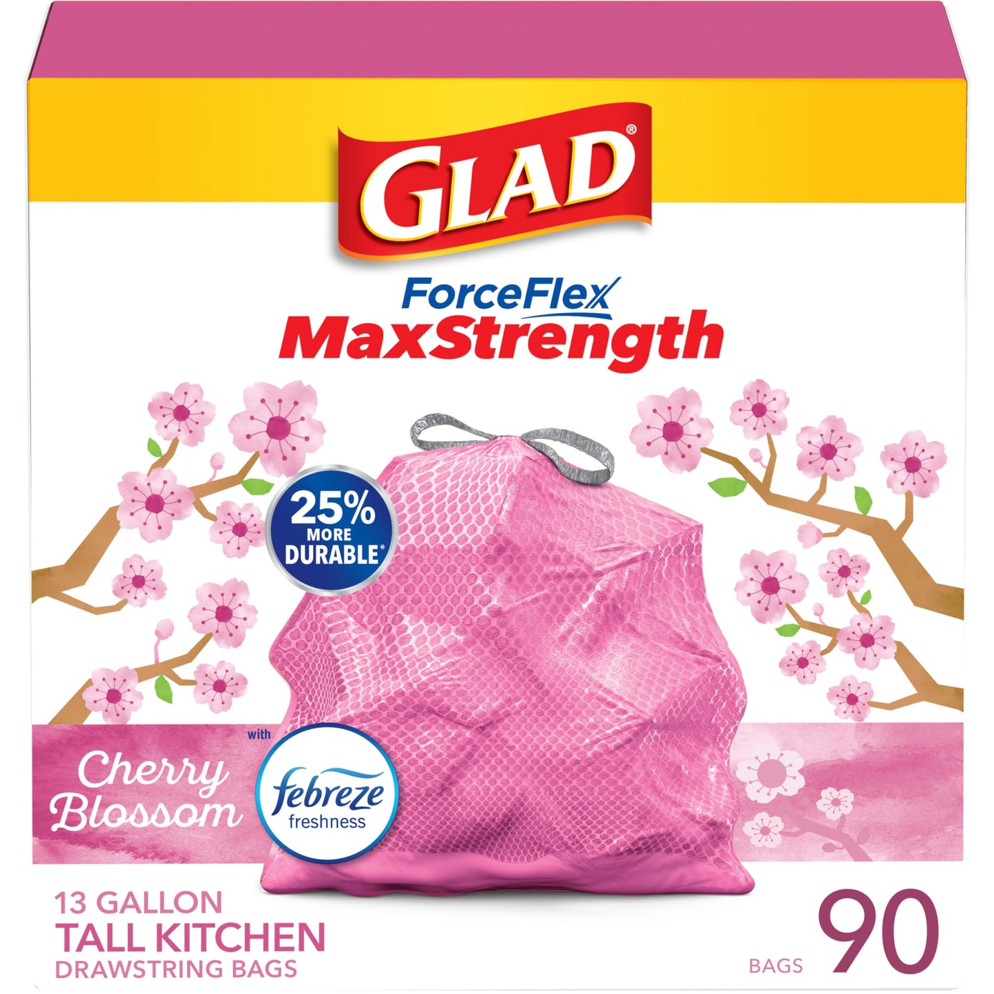 90 Count Glad ForceFlex Tall Kitchen Trash Bags