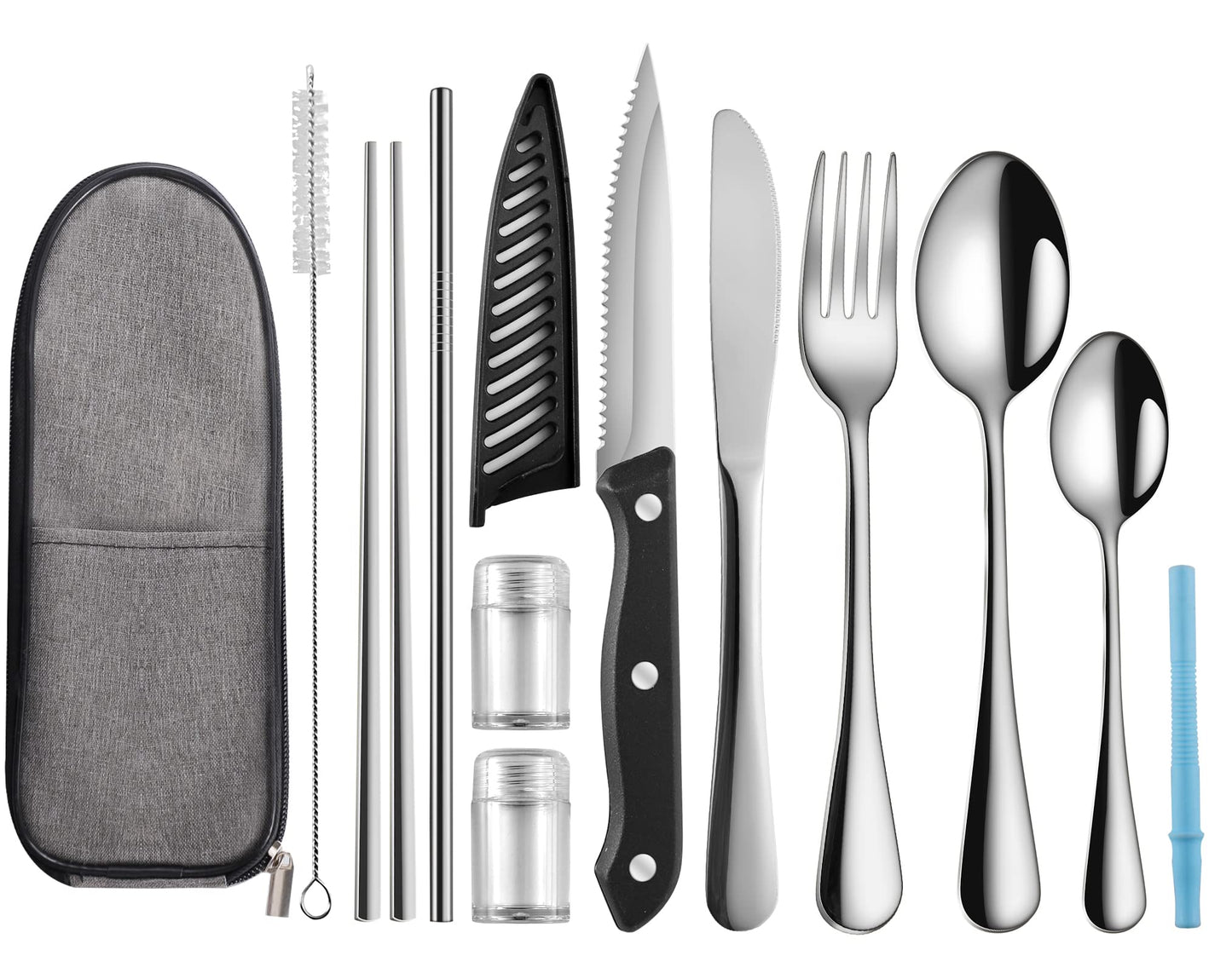 Reusable Stainless Steel Travel Utensil Set with Case