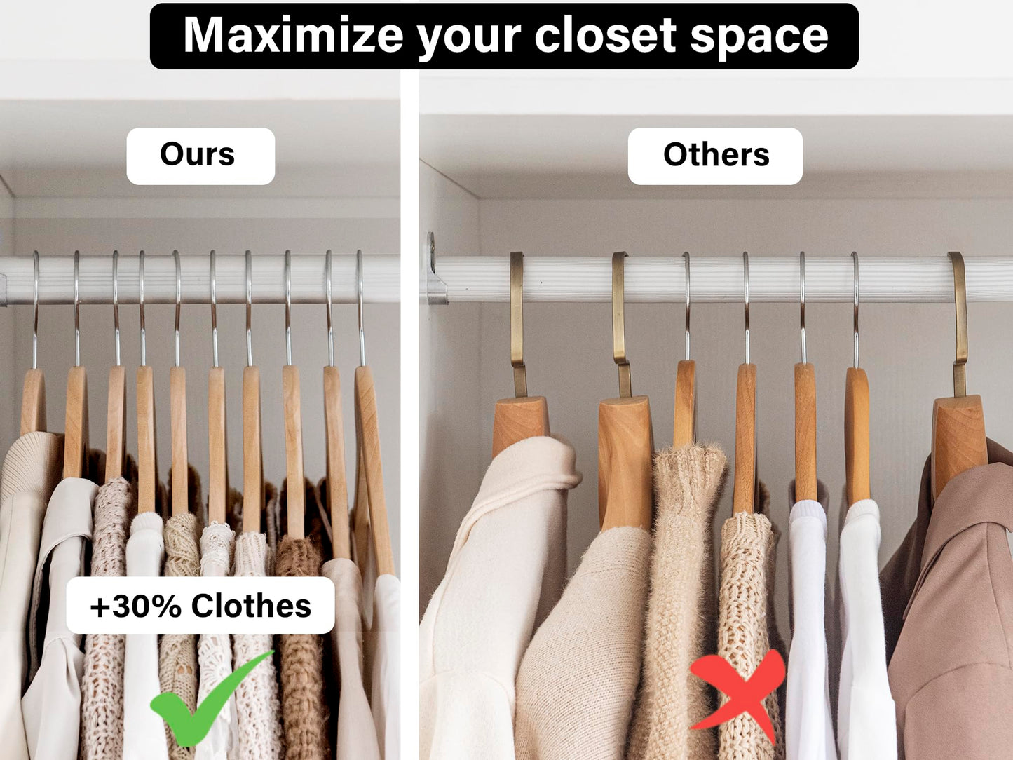 30 Pack StorageWorks Wooden Clothes Hangers