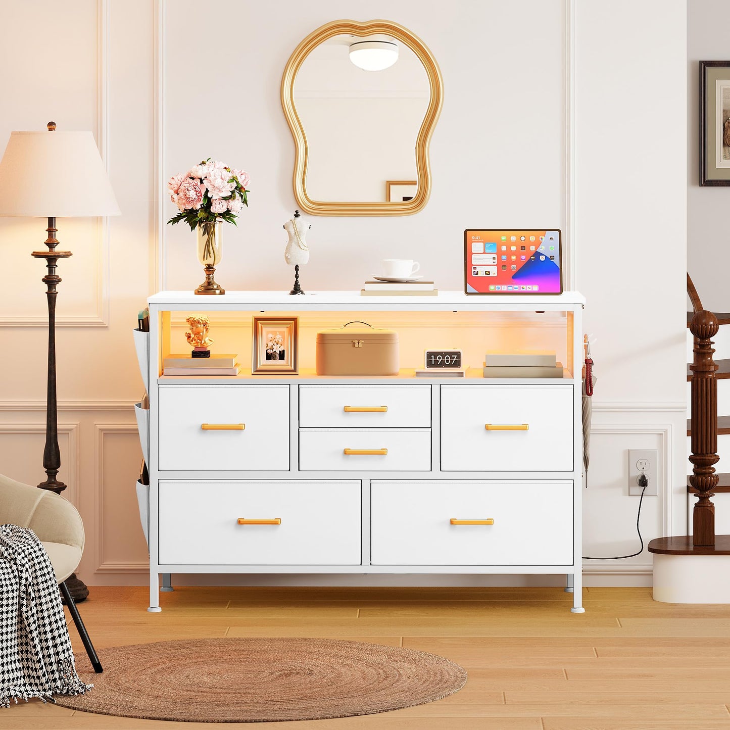 6-Drawer Dresser with LED Light & Outlet