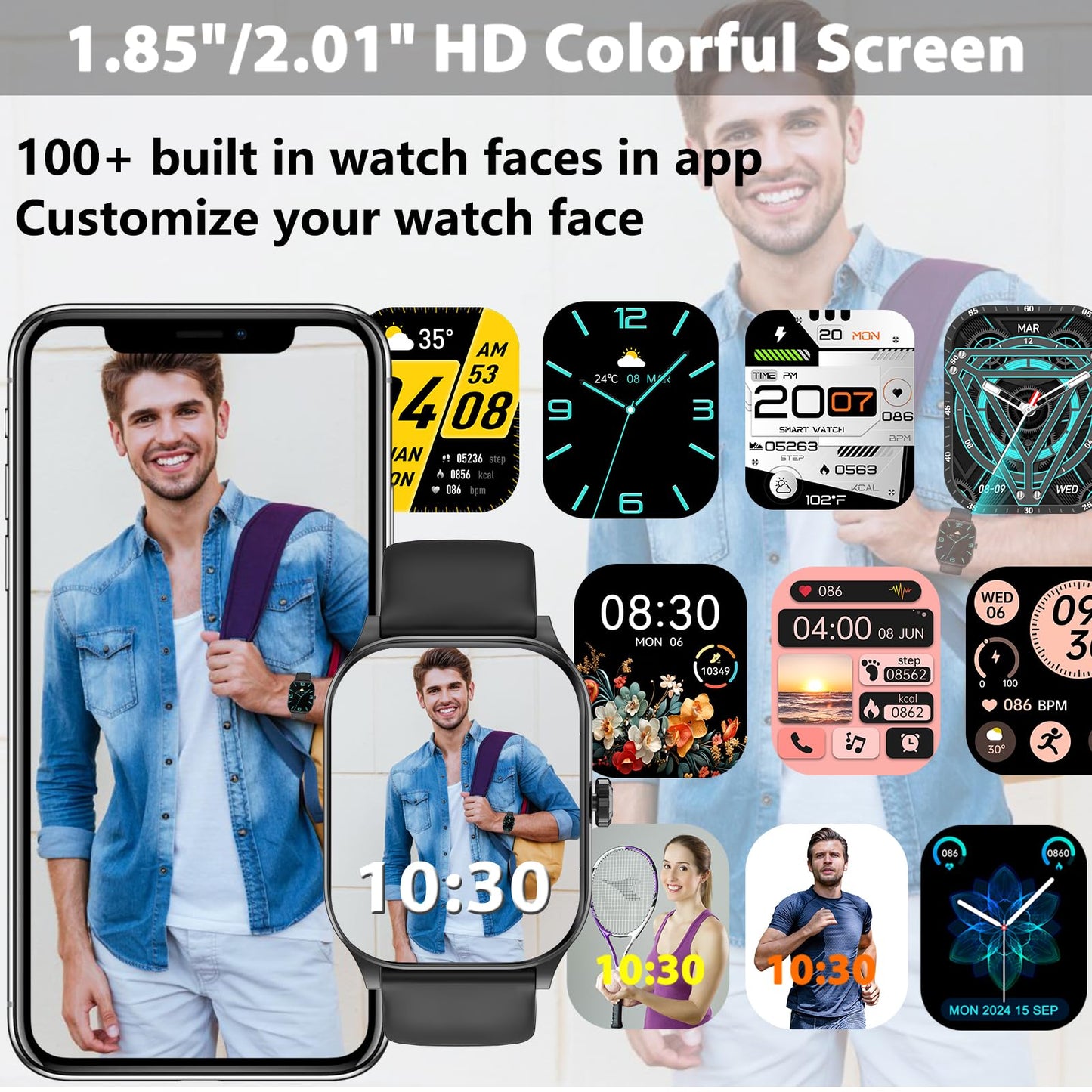 Fitness Tracker Smart Watch with Heart Rate Monitor