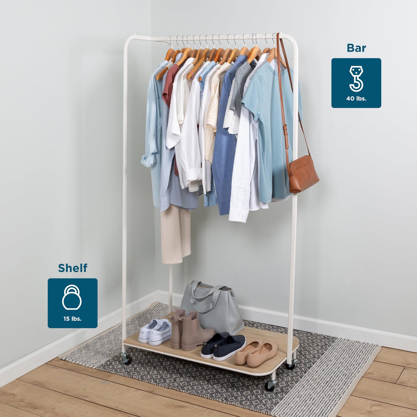 Honey-Can-Do Freestanding Clothes Rack with Shelf