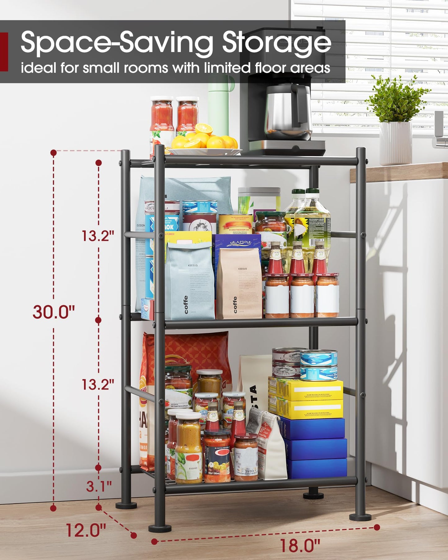 3-Tier Metal Storage Shelves for Garage