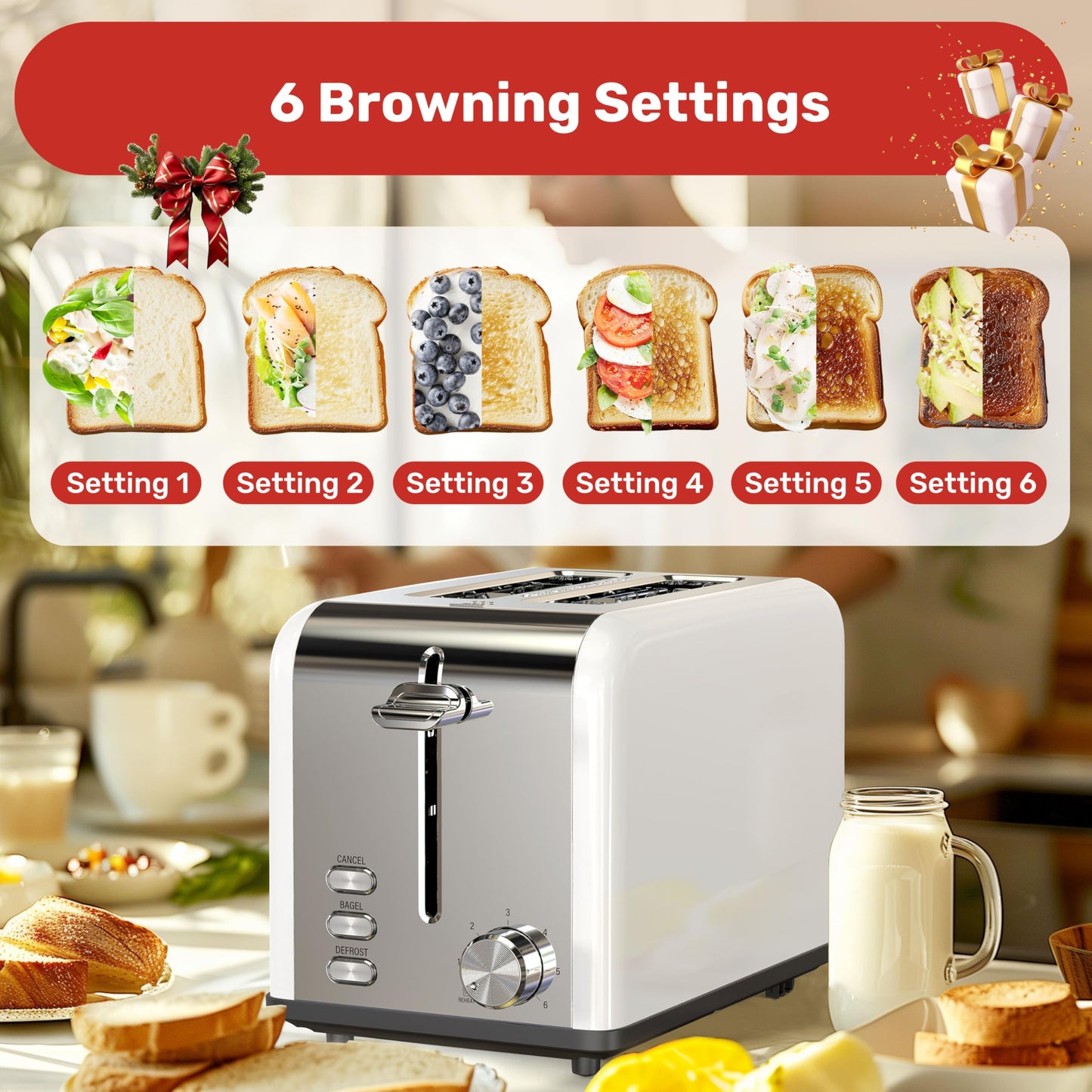 2-Slice Toaster with Extra Wide Slot & Functions