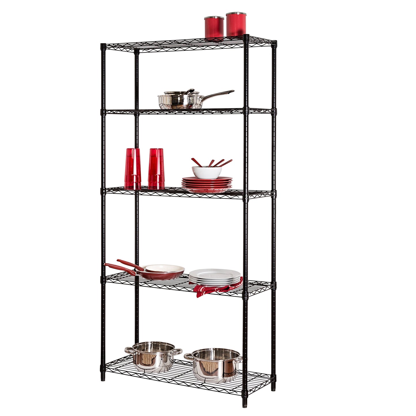 Honey-Can-Do 5-Tier Black Storage Shelving Unit