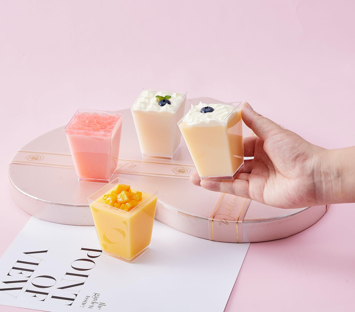 50 Pack 5 oz Mini Dessert Cups with Lids & Spoons