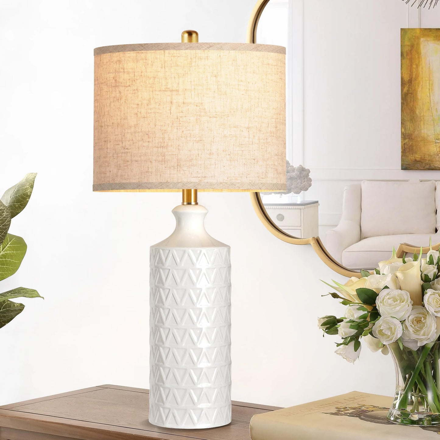 Farmhouse Ceramic Table Lamp Set of 2