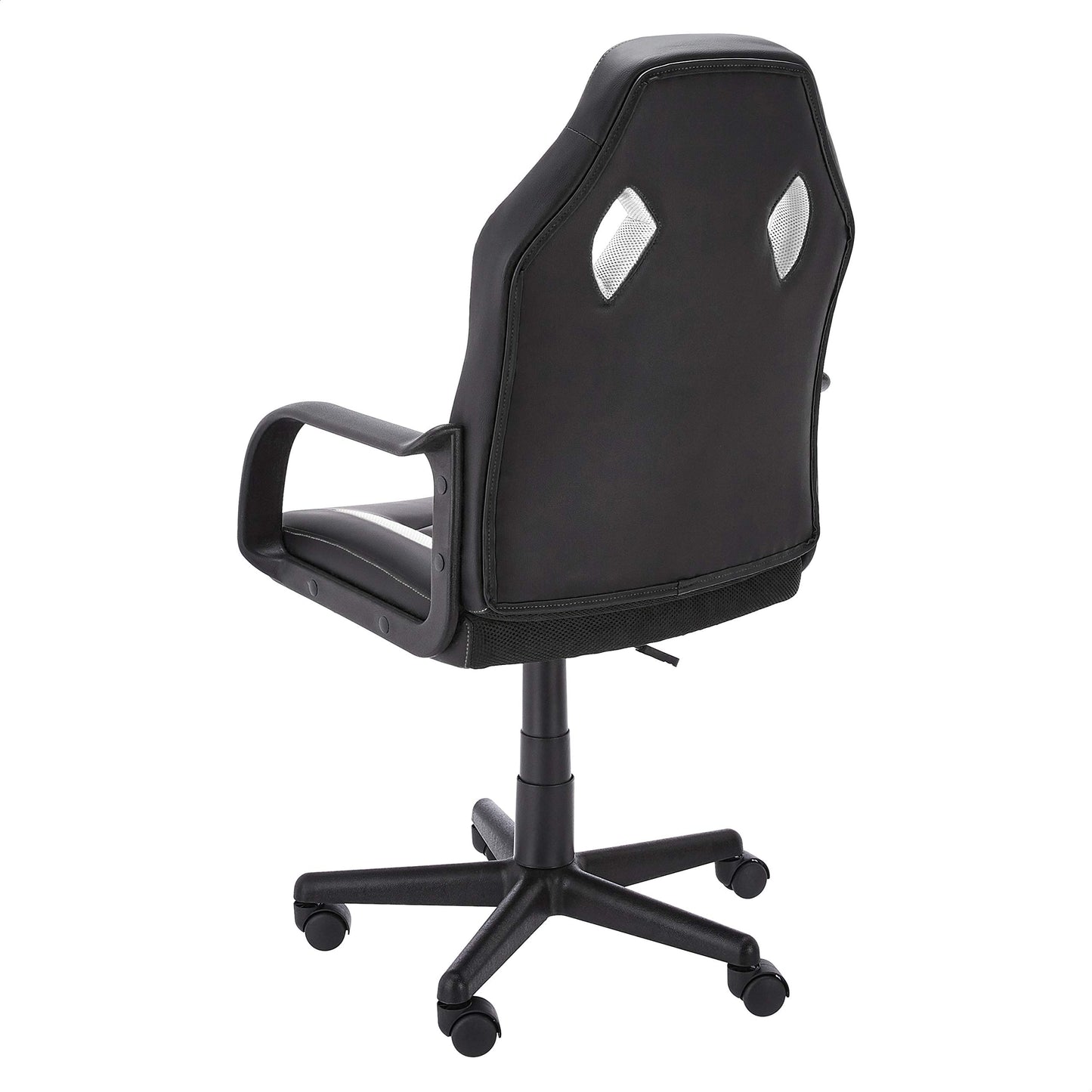 Amazon Basics Racing/Gaming Chair - Faux Leather, 22.6"D x 25.2"W x 44.1"H, White