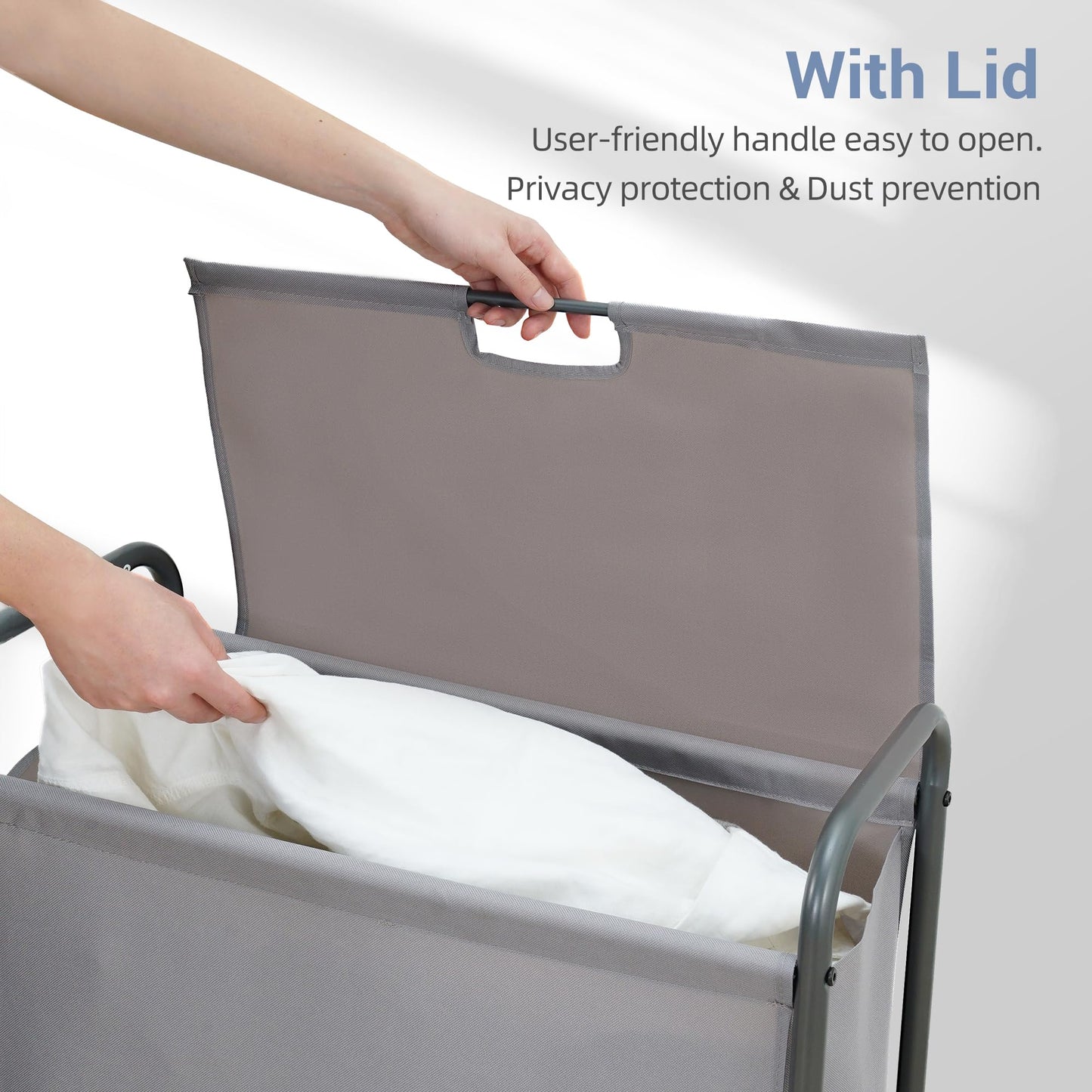 Rolling Laundry Hamper with Lid and Wheels