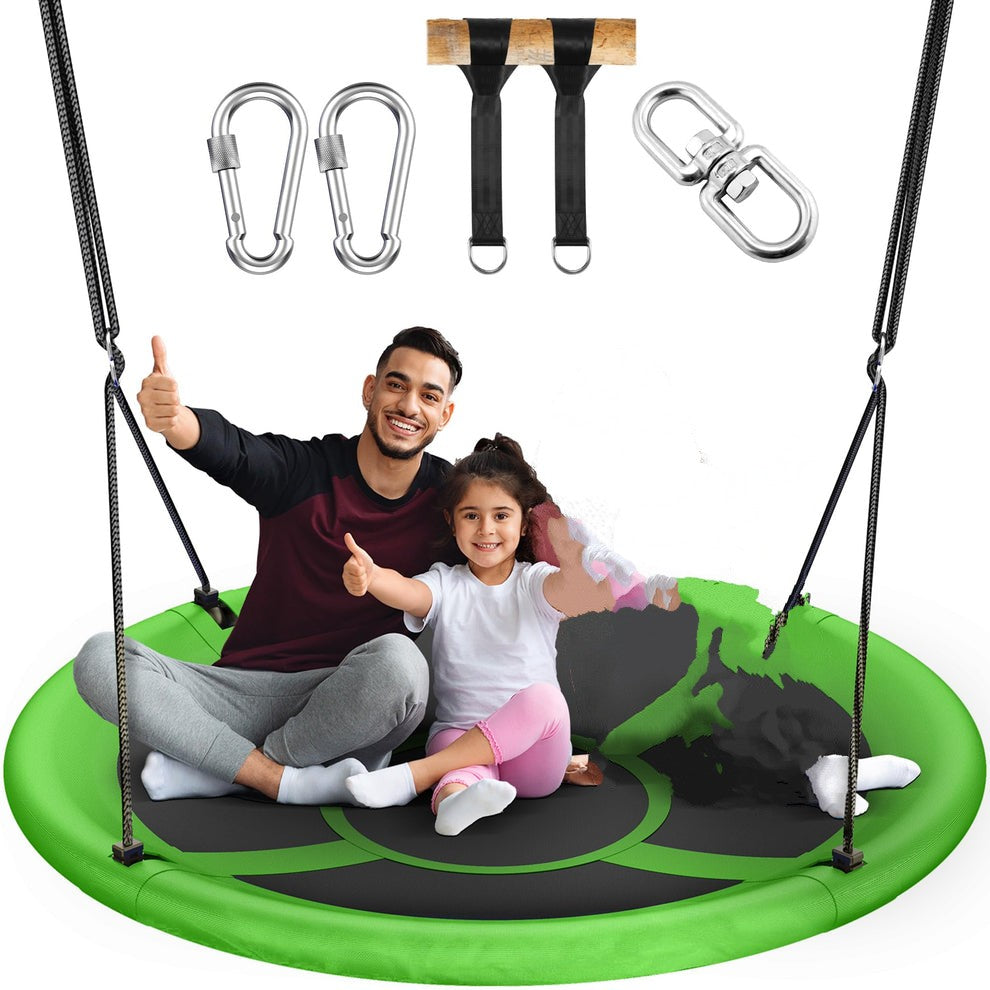 43" Saucer Tree Swing for Kids Adult, 700lbs Weight Capacity, Waterproof Flying Saucer Swing with Adjustable Hanging Straps, Swing Seats for Backyard Outdoor Indoor Playground, Green