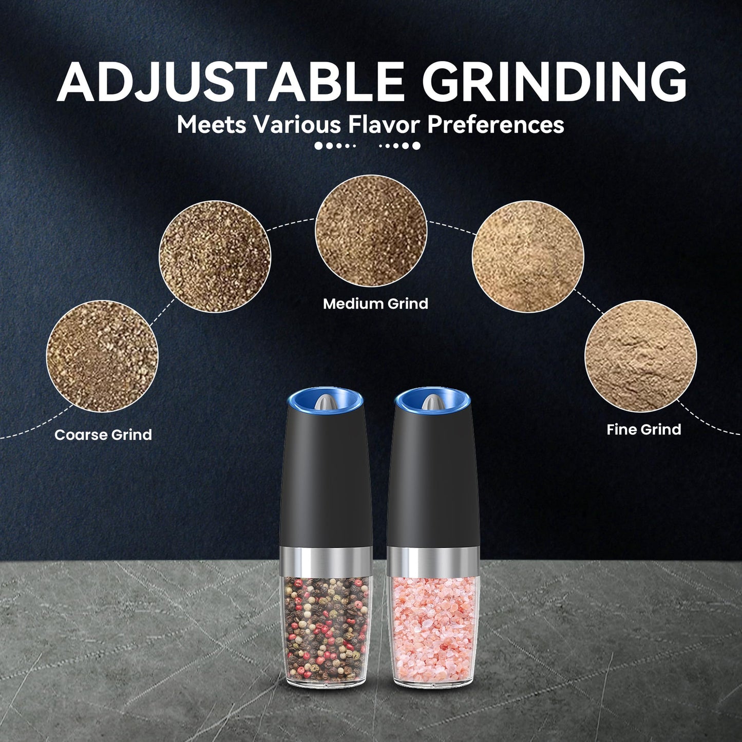 2 Pack Electric Salt and Pepper Grinders
