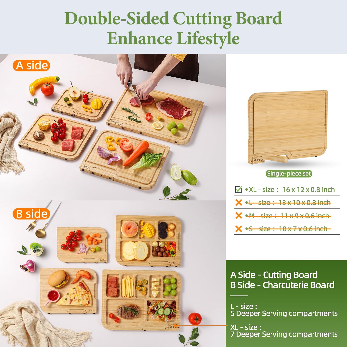 Extra Large Double-Sided Bamboo Cutting Board