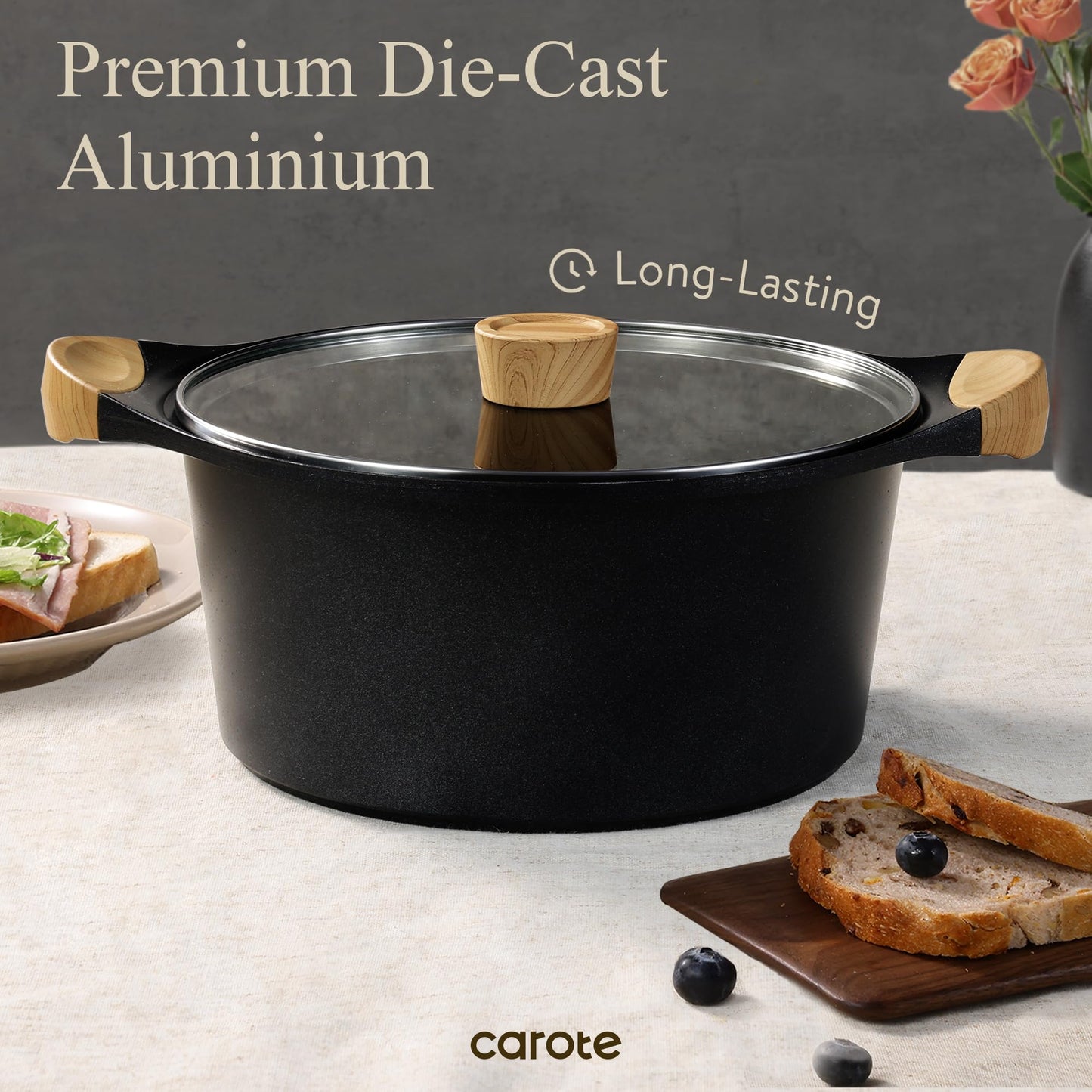 CAROTE 7-Piece Nonstick Cookware Set, Induction Ready