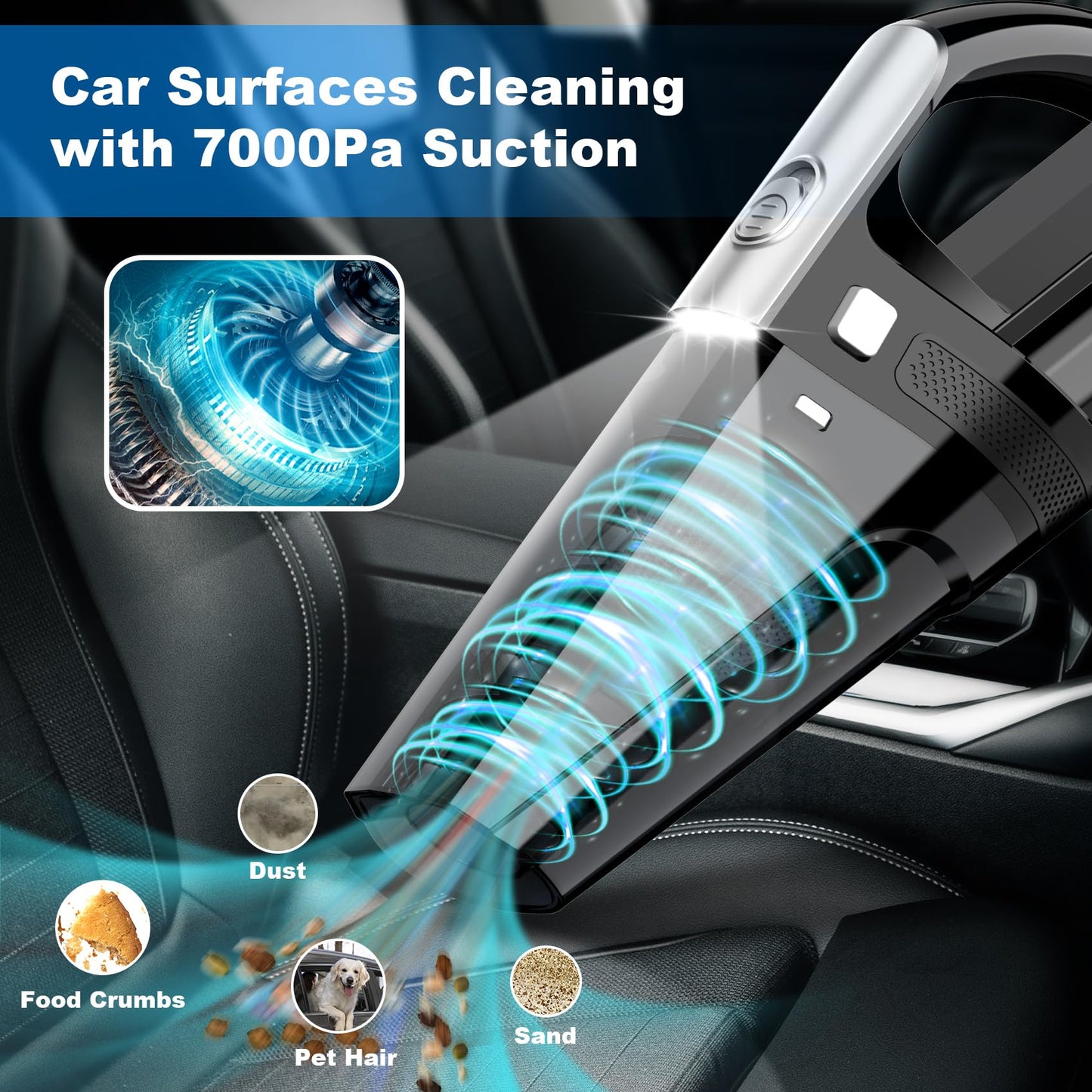 Portable Car Vacuum Cleaner with 7000PA Suction