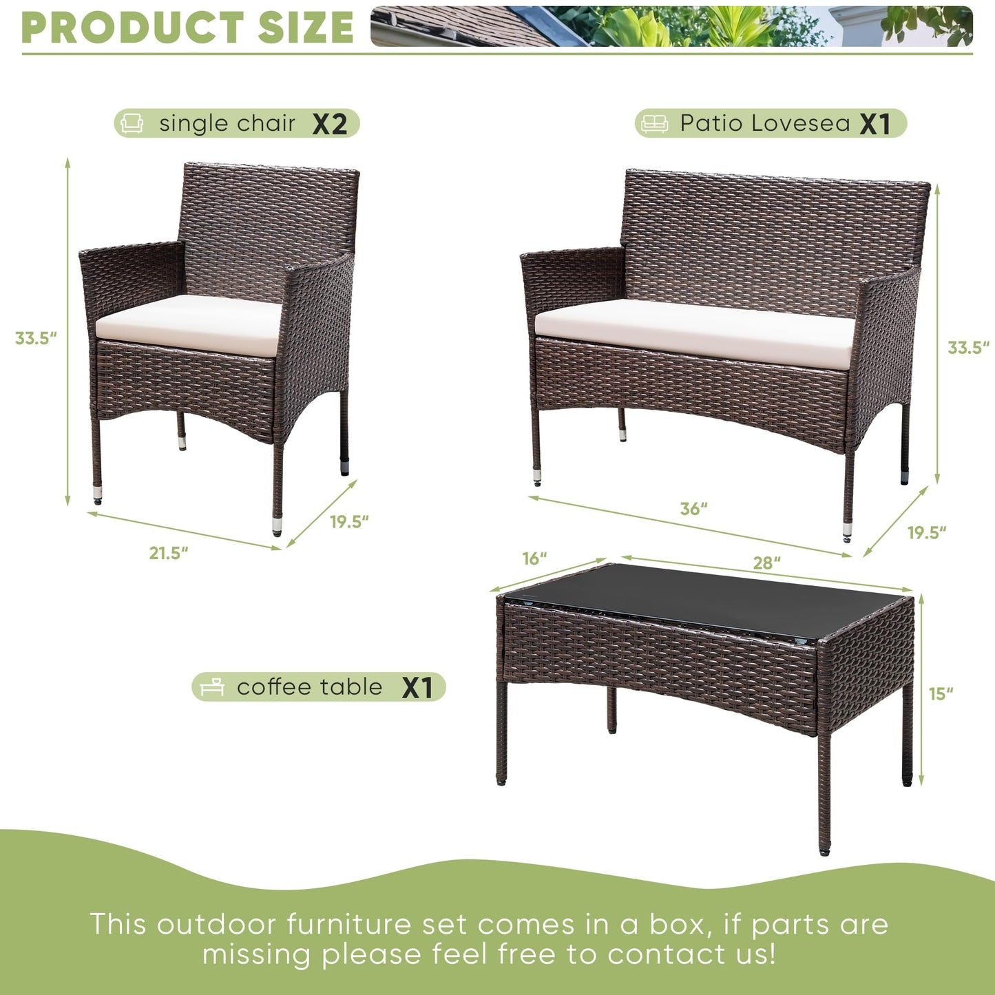 4-Piece Greesum Outdoor Wicker Conversation Set