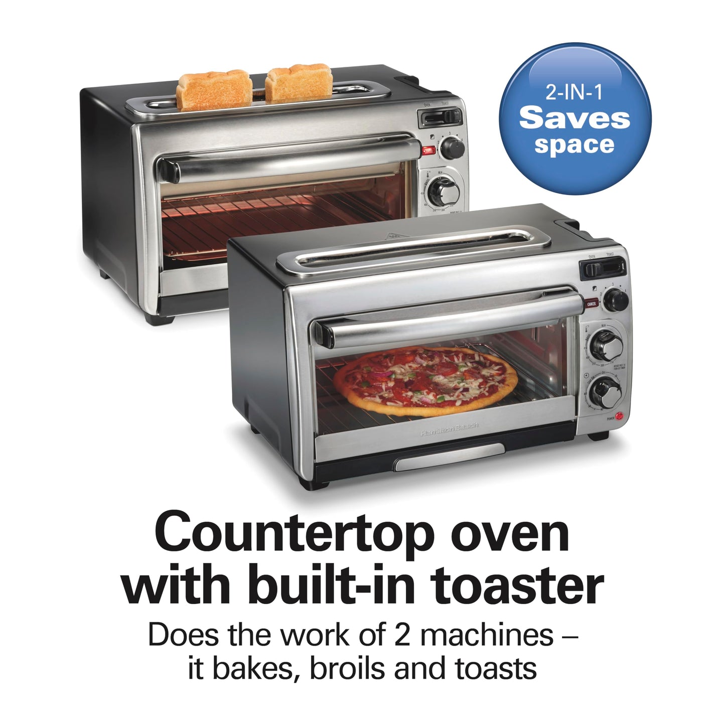 Hamilton Beach 2-in-1 Countertop Toaster Oven and Long Slot 2 Slice Toaster