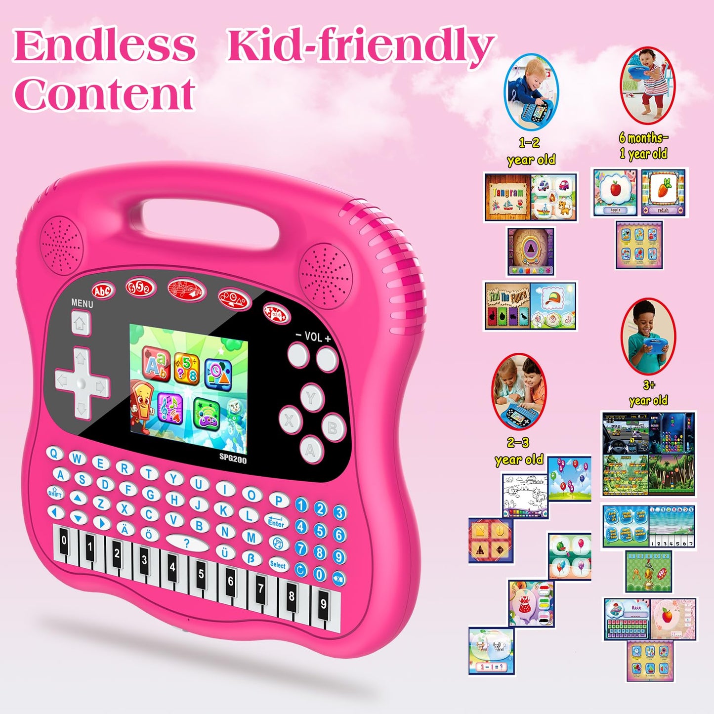 Interactive Early Learning Tablet - Educational Toys for Ages 2+ - Abc's, Words, Shapes, Numbers, Games, Music - Encourages Independent Play - Electronic Toys Gifts (Rde)