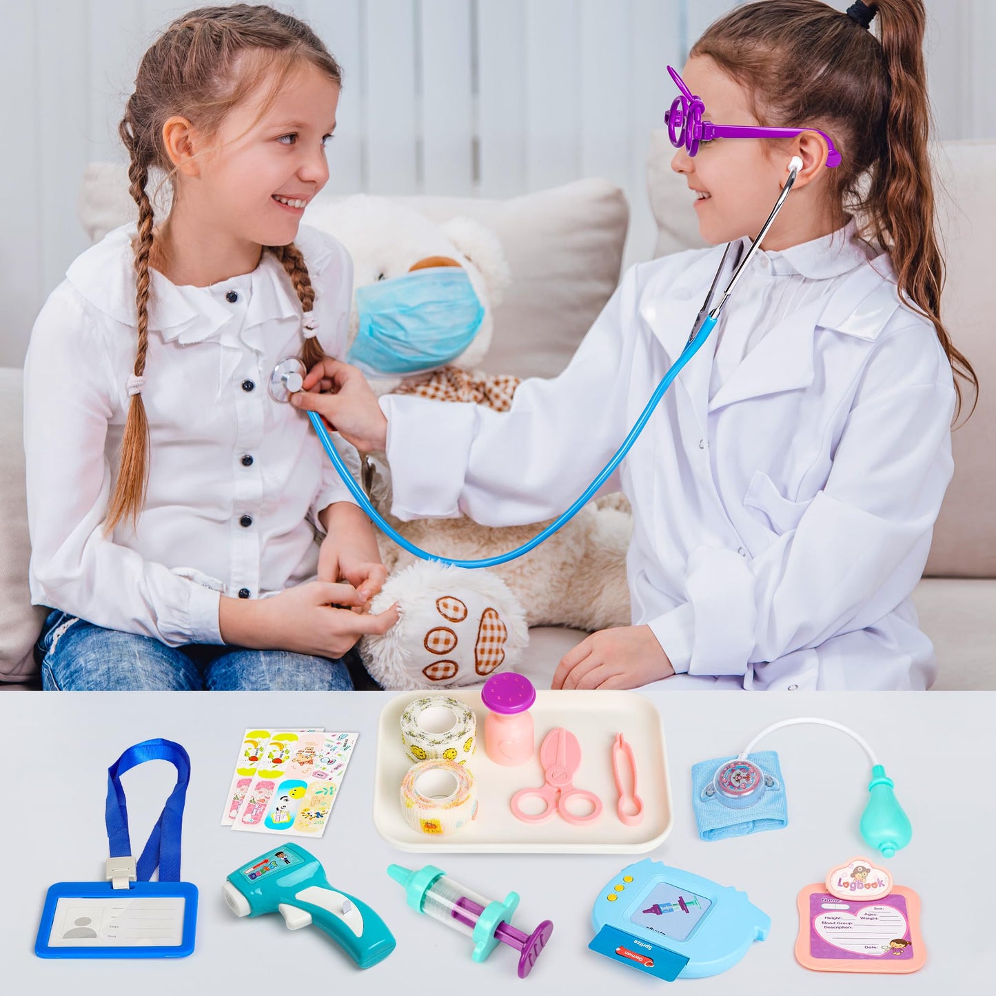 Kids Doctor Kit Play Set with Flash Cards