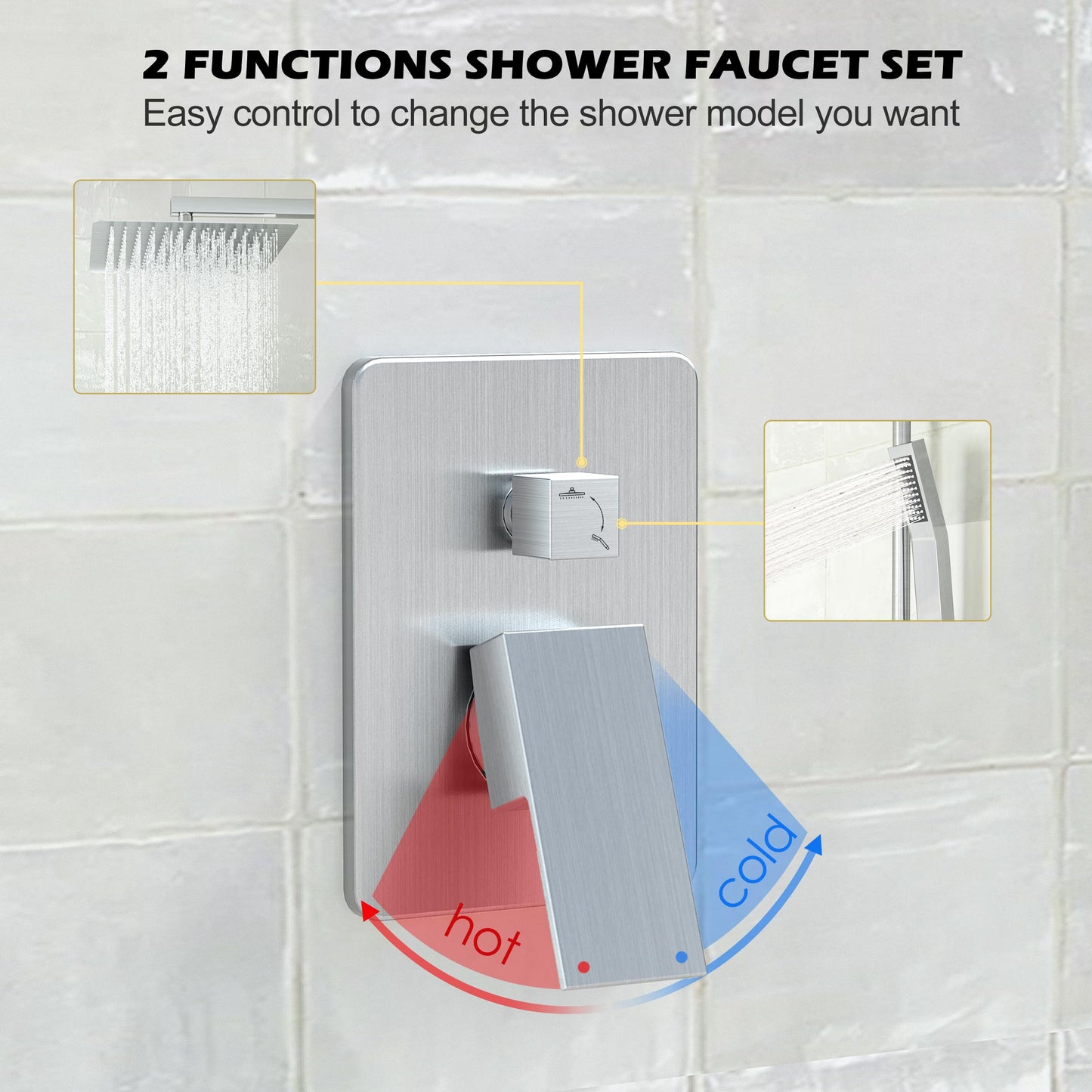 HomGoo Rain Shower Faucet Set with Handheld
