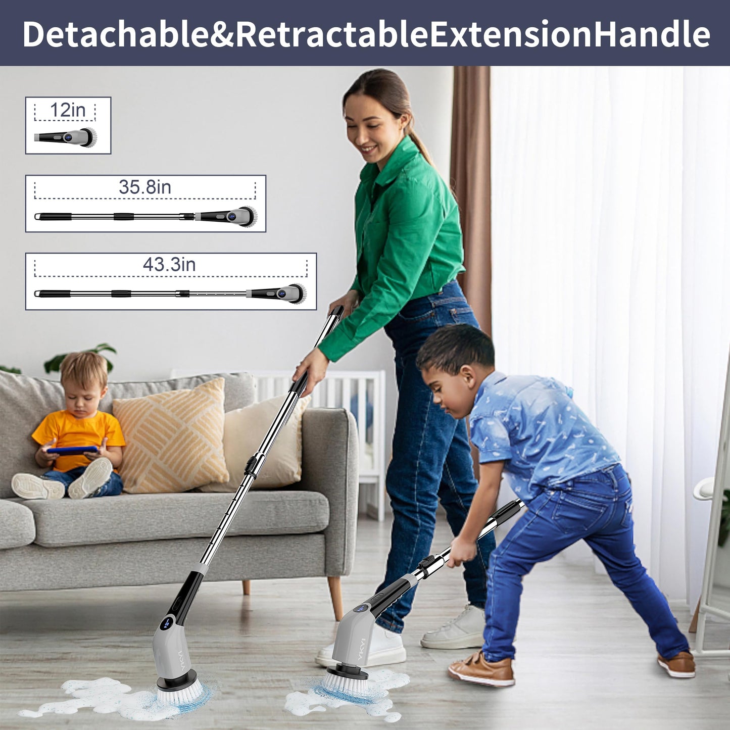 Cordless Electric Spin Scrubber with 8 Brush Heads