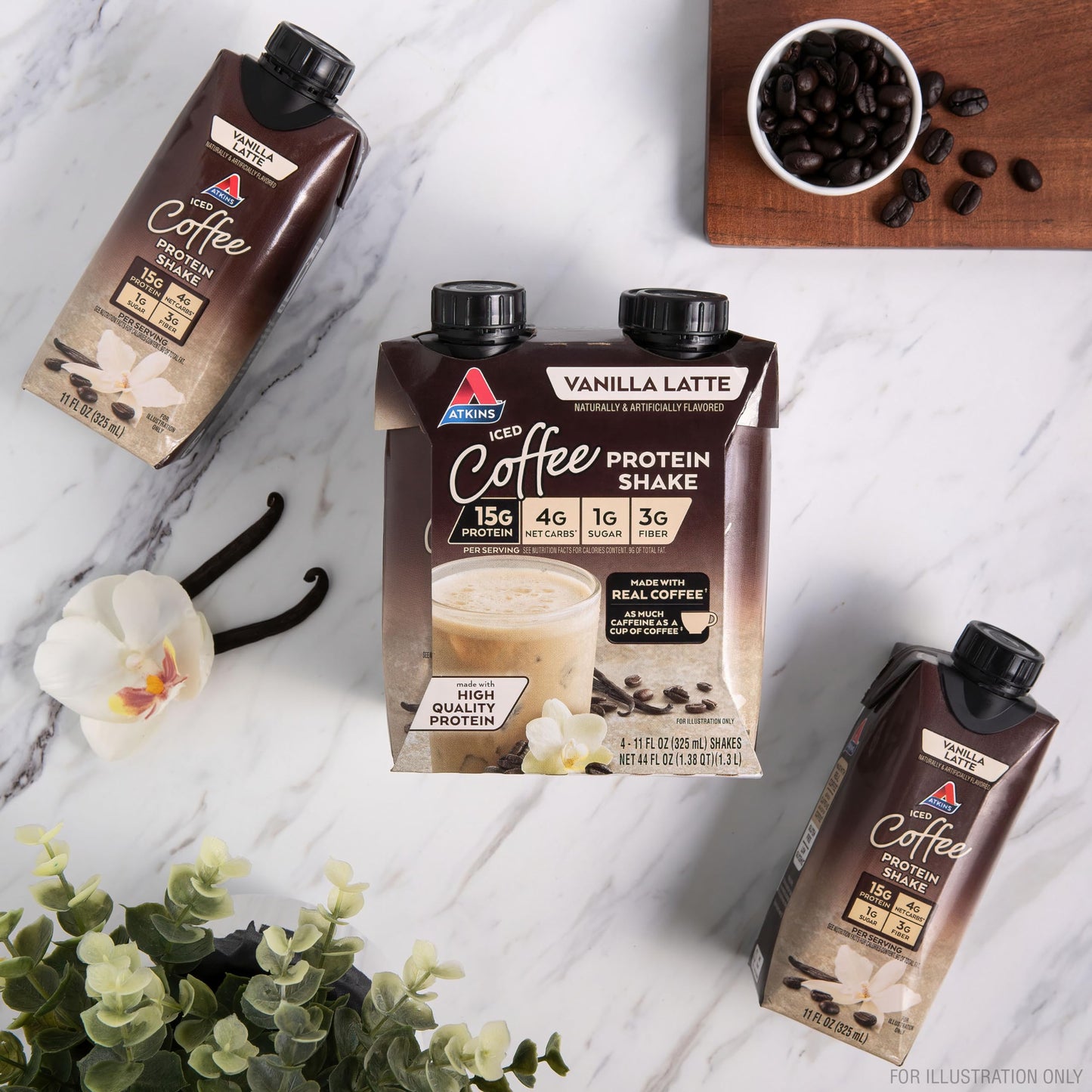 Atkins Vanilla Latte Protein Shake, 15g Protein