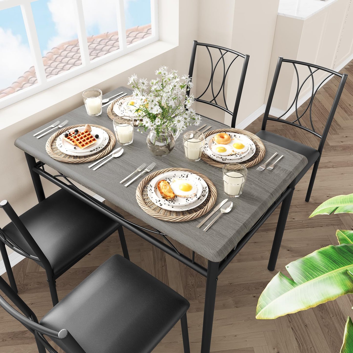 IDEALHOUSE 5-Piece Dining Table Set for 4
