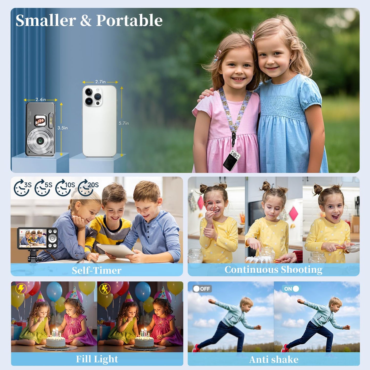4K 64MP Autofocus Digital Camera for Beginners