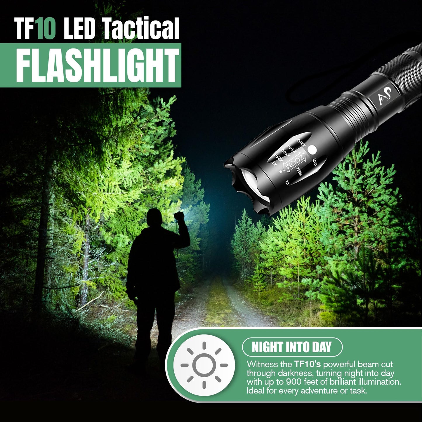 A&P Tactical Waterproof Flashlight with 5 Modes