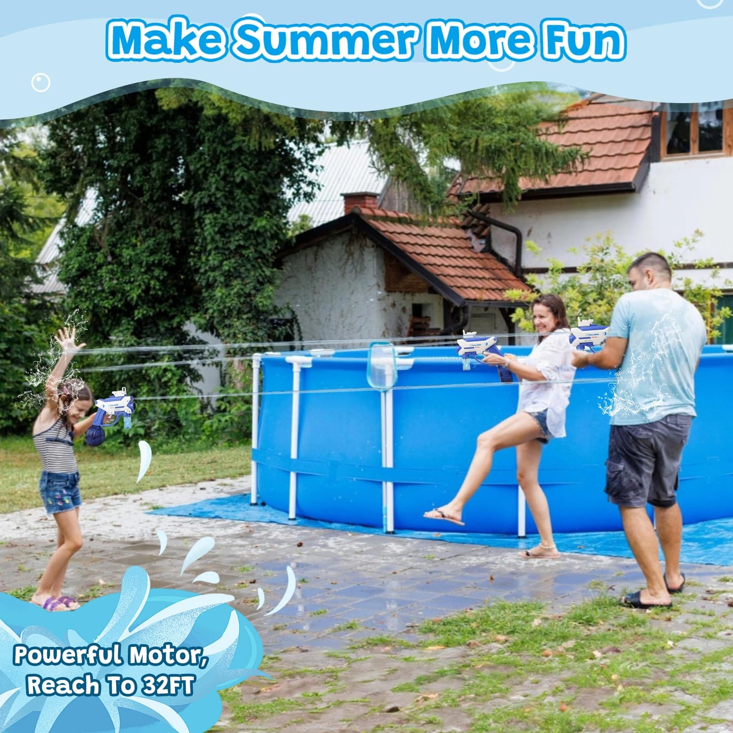 Bubble Gun Machine - Water Gun for Kids, 2 in 1 Electric Bubble Maker & Water Squirt with 4 Refill Solution & 550ml Water Tank for Toddlers 1-3 Gift
