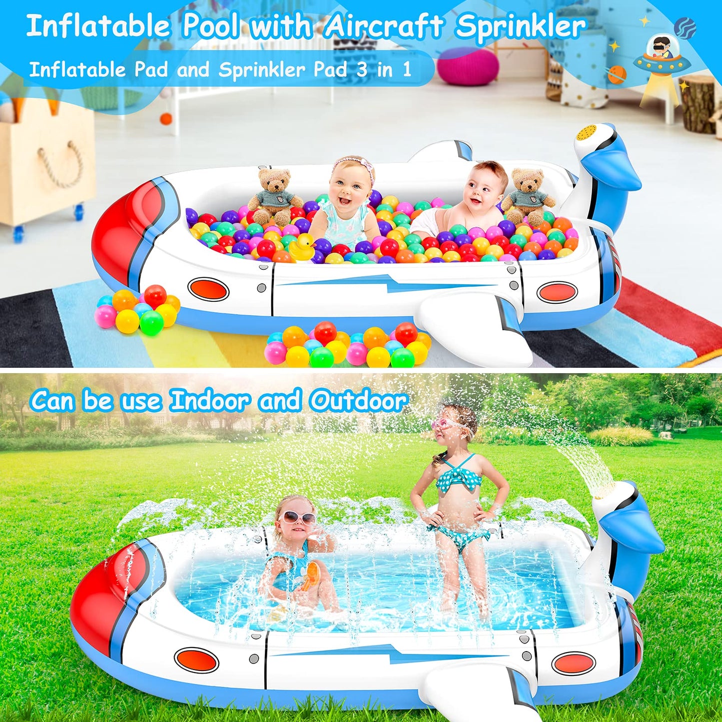 Inflatable 3-in-1 Kiddie Pool for Toddlers