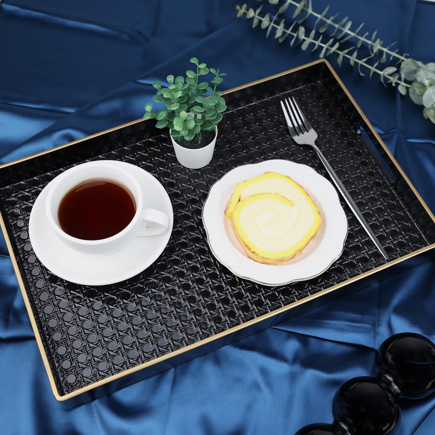 Rectangular Serving Tray with Handles for Decor