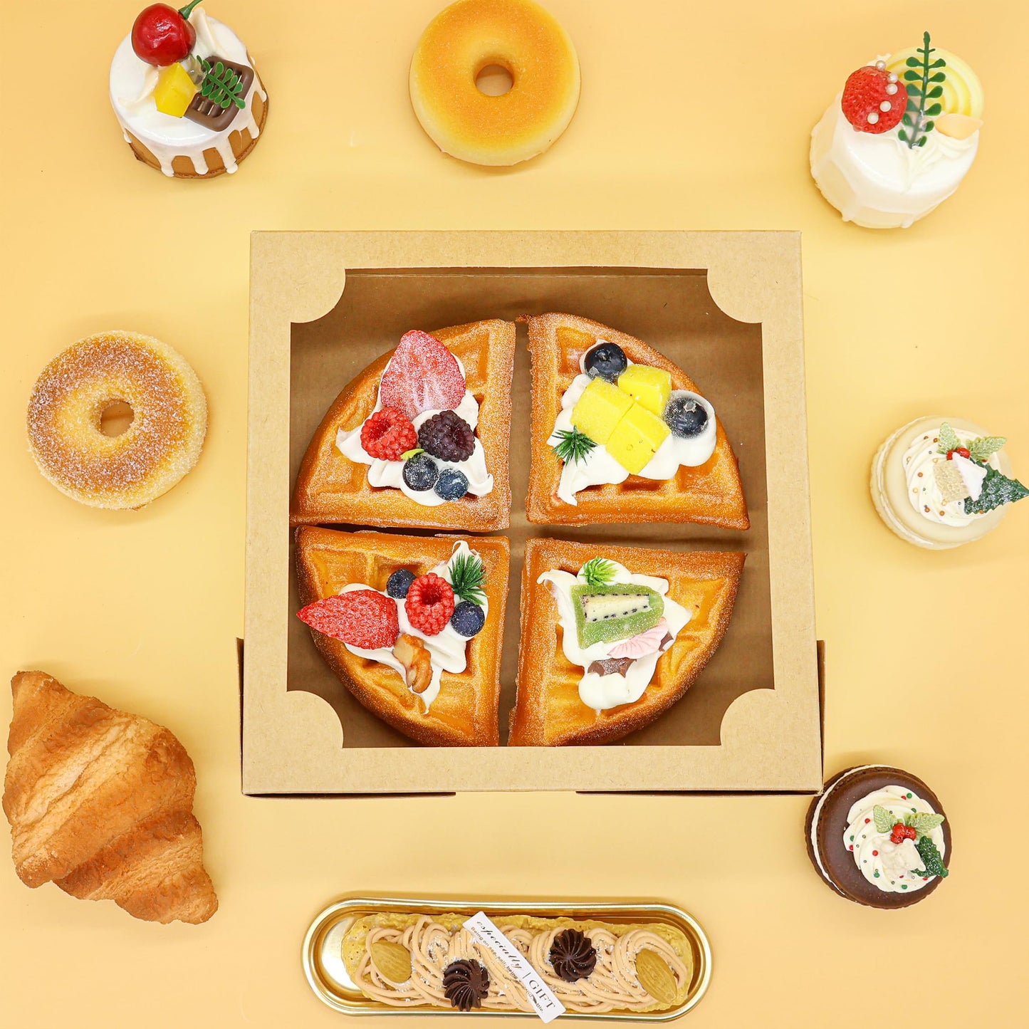 Brown Bakery Boxes with Window, 50pcs 8x8x2.5"