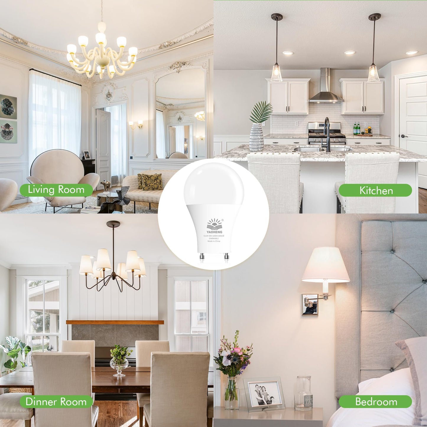 8-Pack GU24 Dimmable LED Light Bulbs