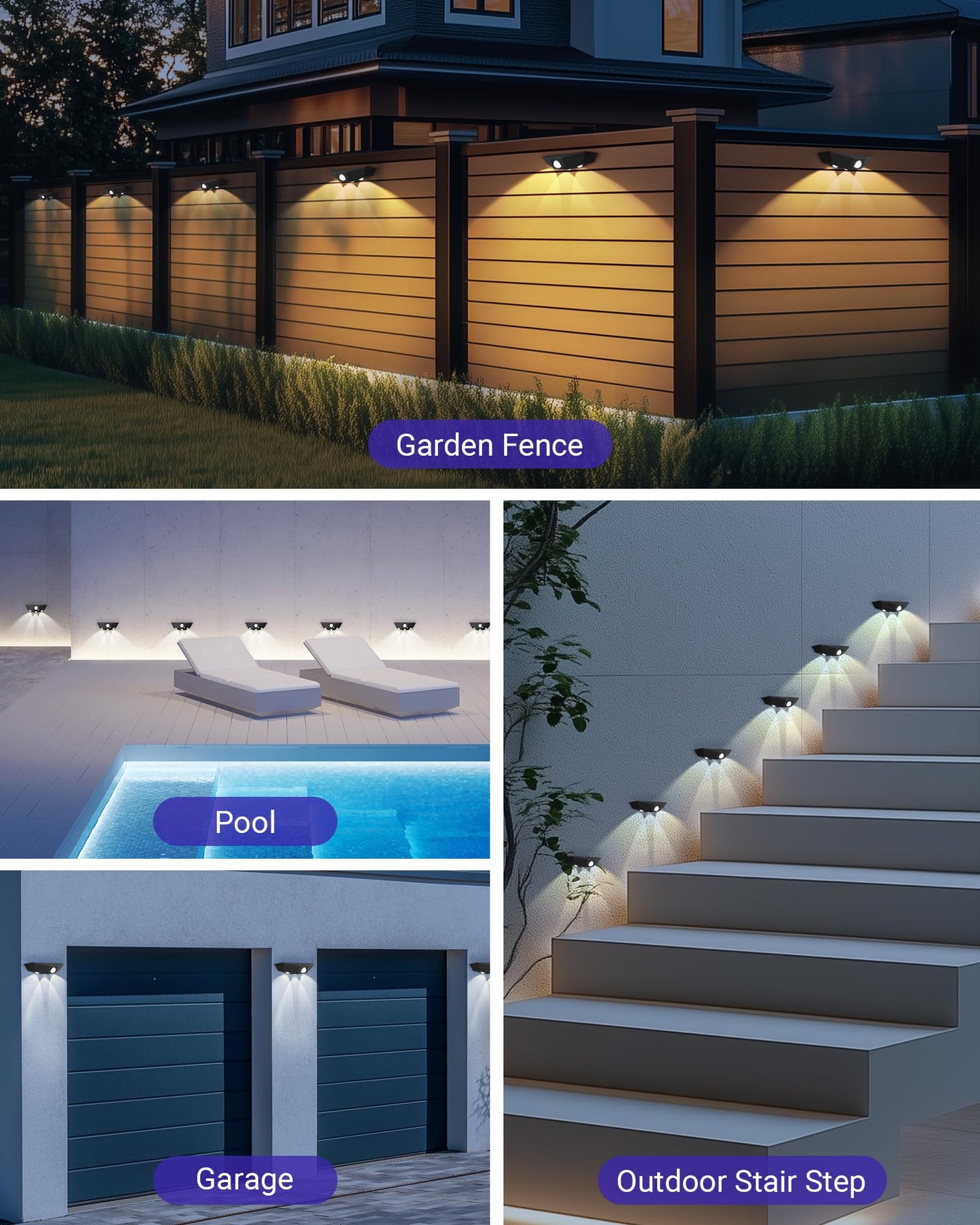 12 Pack Solar Motion Sensor Fence Lights