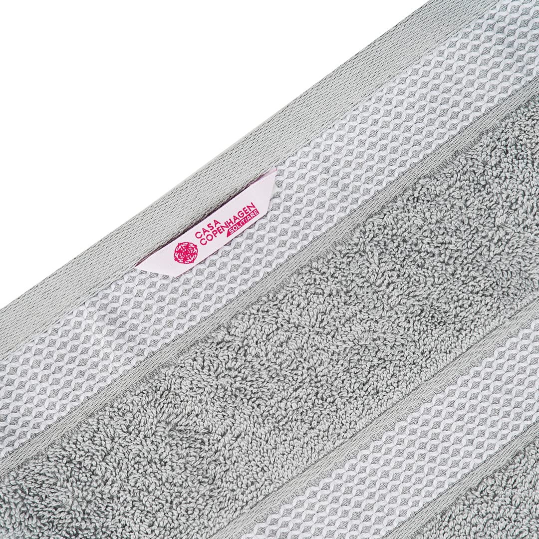CASA COPENHAGEN Solitaire Mix 6 Pieces Towel Set- Grey Violet+Electric Blue, 600 GSM 2Bath Towel 2Hand Towel 2Washcloth,Designed in Denmark Made of Soft Egyptian Cotton for Bathroom, Kitchen & Shower