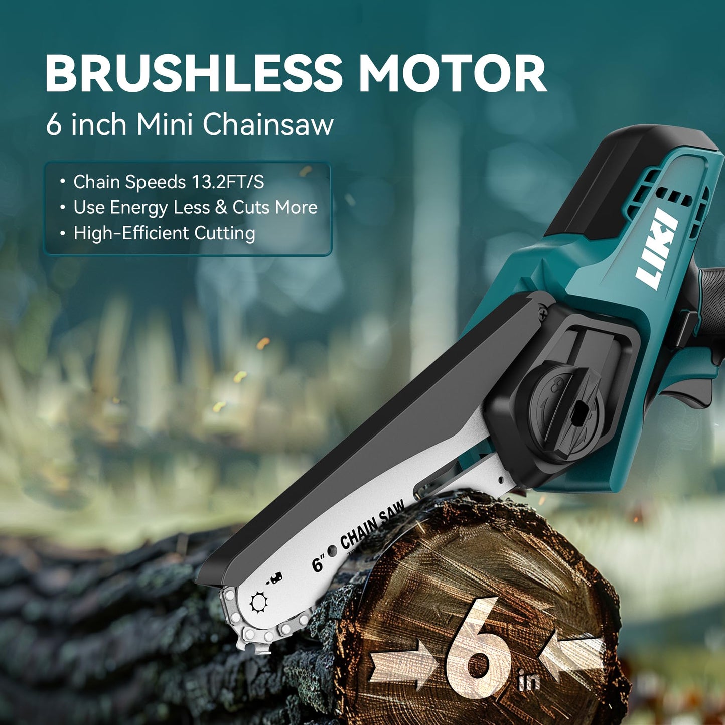 LIKI 6-Inch Mini Cordless Chainsaw for Trimming