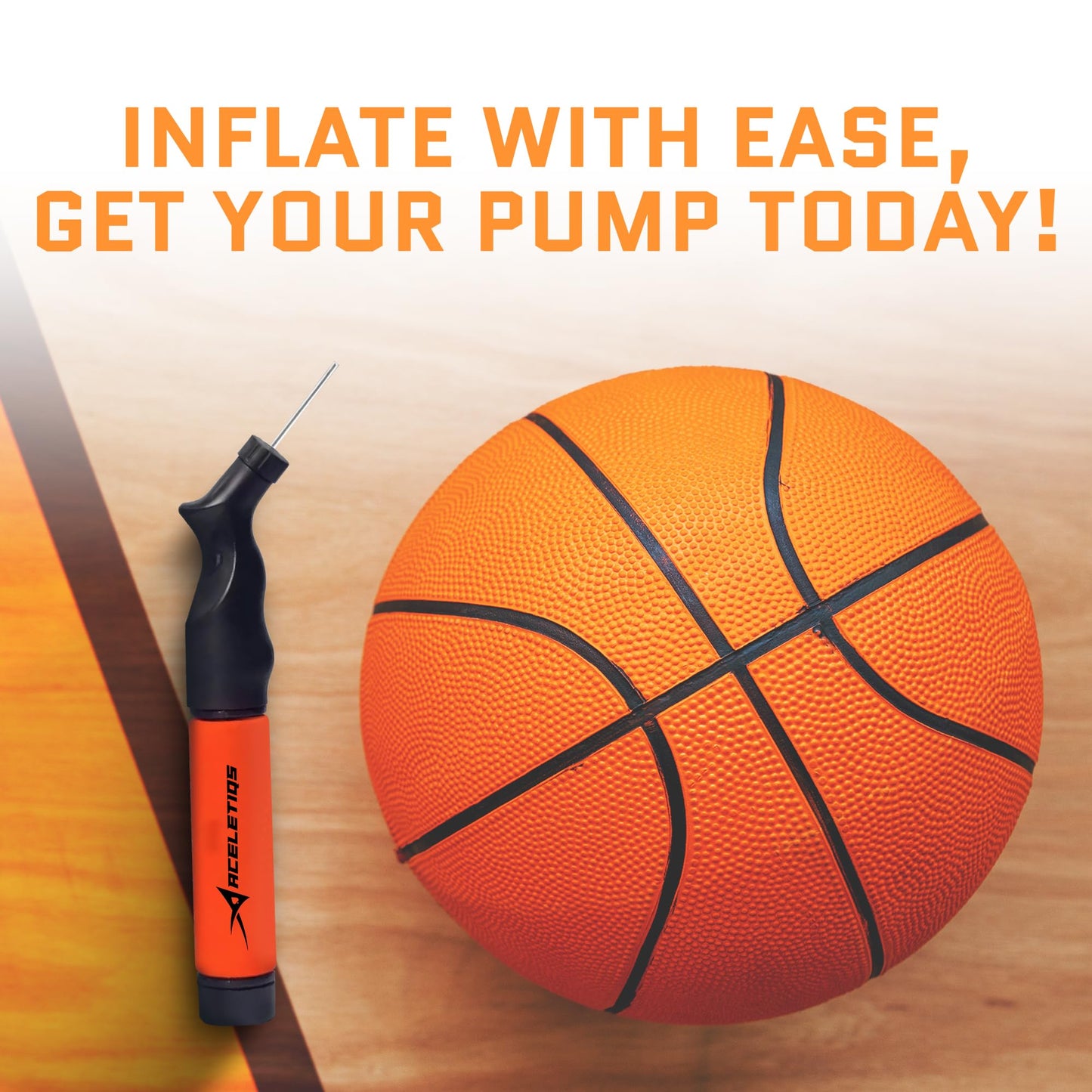 Hand Pump for Sports Balls with Needle Set