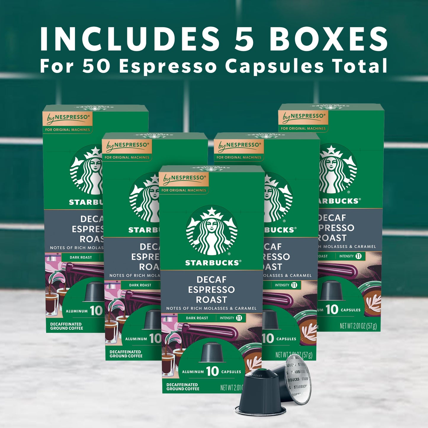 Starbucks Decaf Dark Roast Espresso Pods, 50-Count