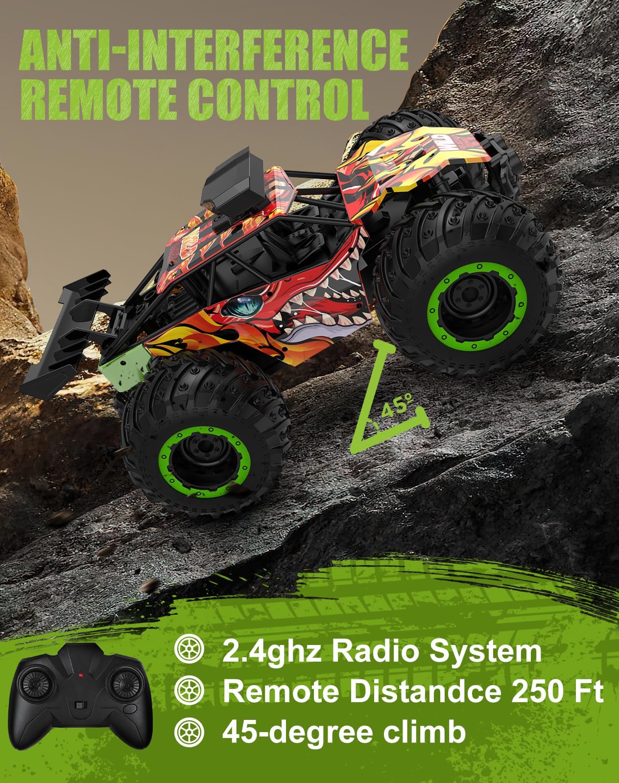 BEARBISU 1:20 RC Dinosaur Car, Off-Road Toy