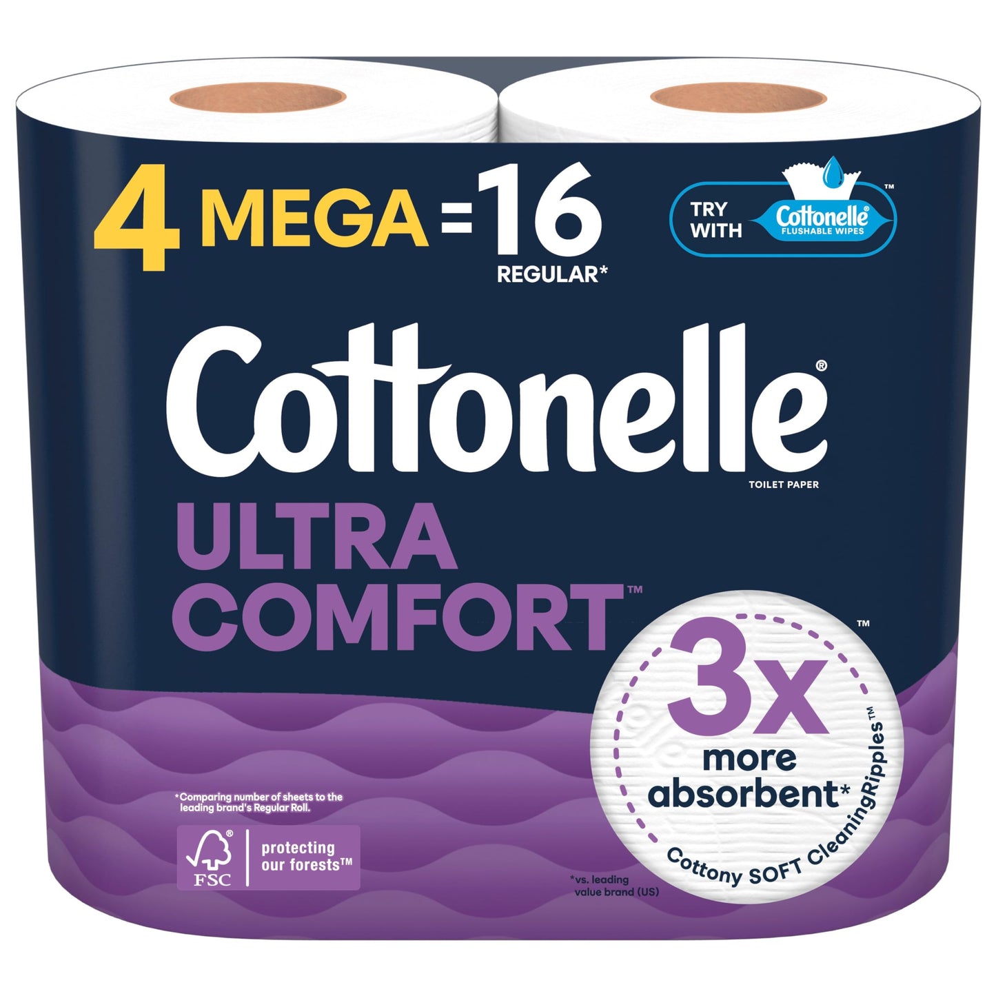 4 Mega Rolls Cottonelle Ultra Soft Toilet Paper