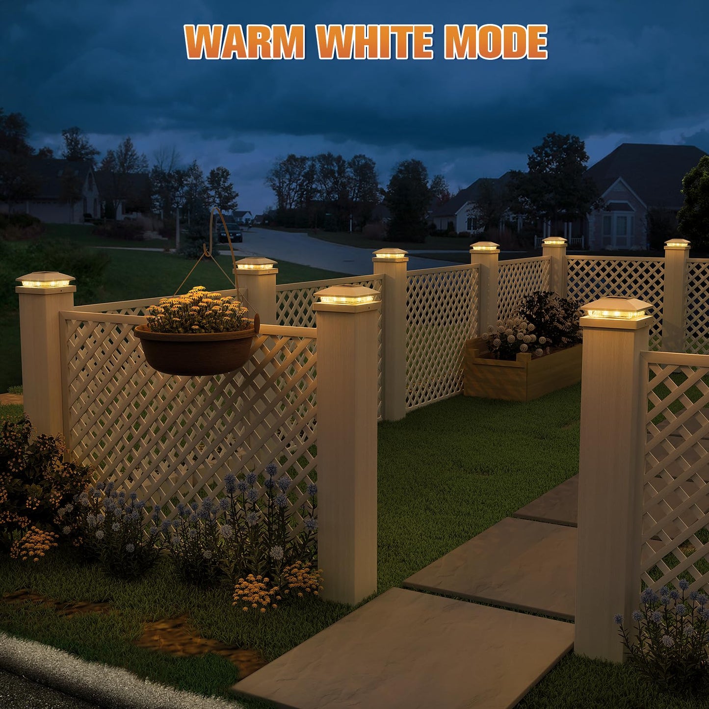 APONUO Warm White Solar Post Cap Lights 6 Pack