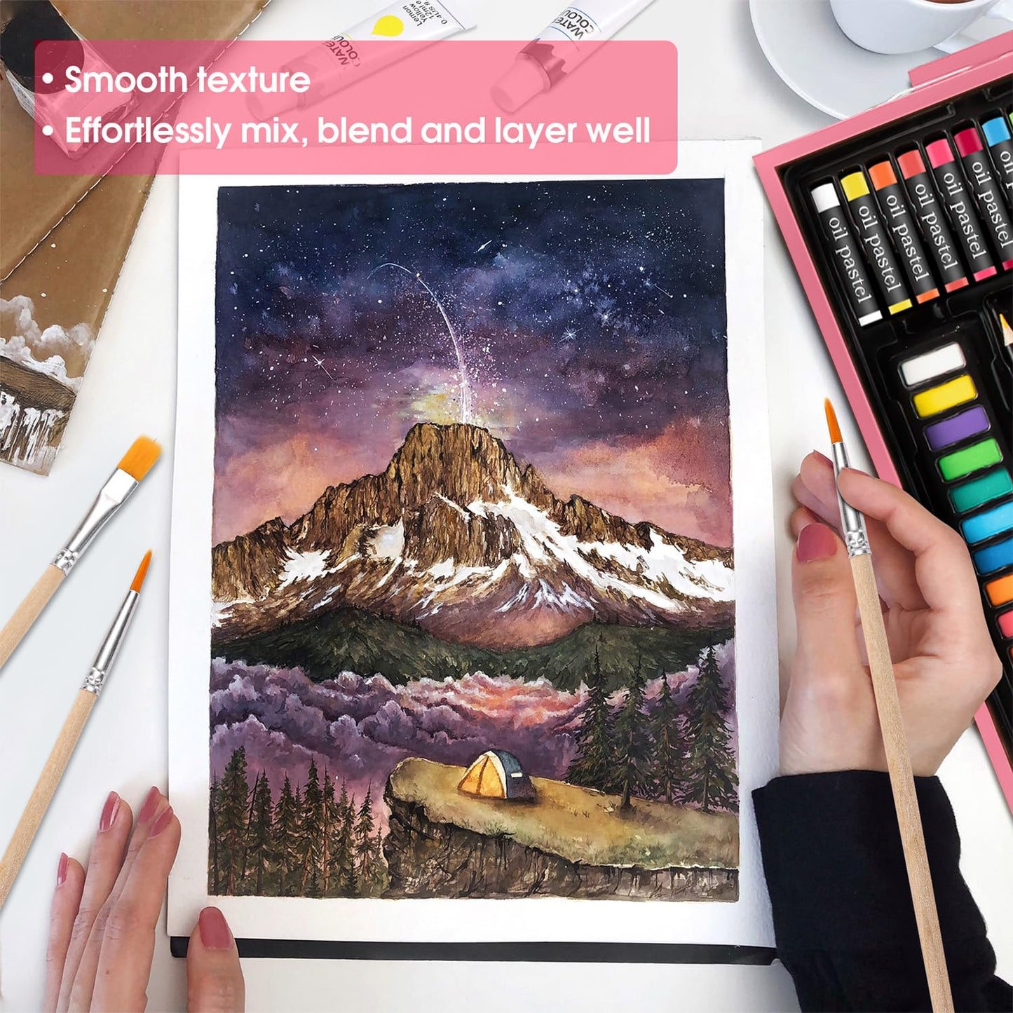 Deluxe Wooden Art Set with Sketch Pads and Paints