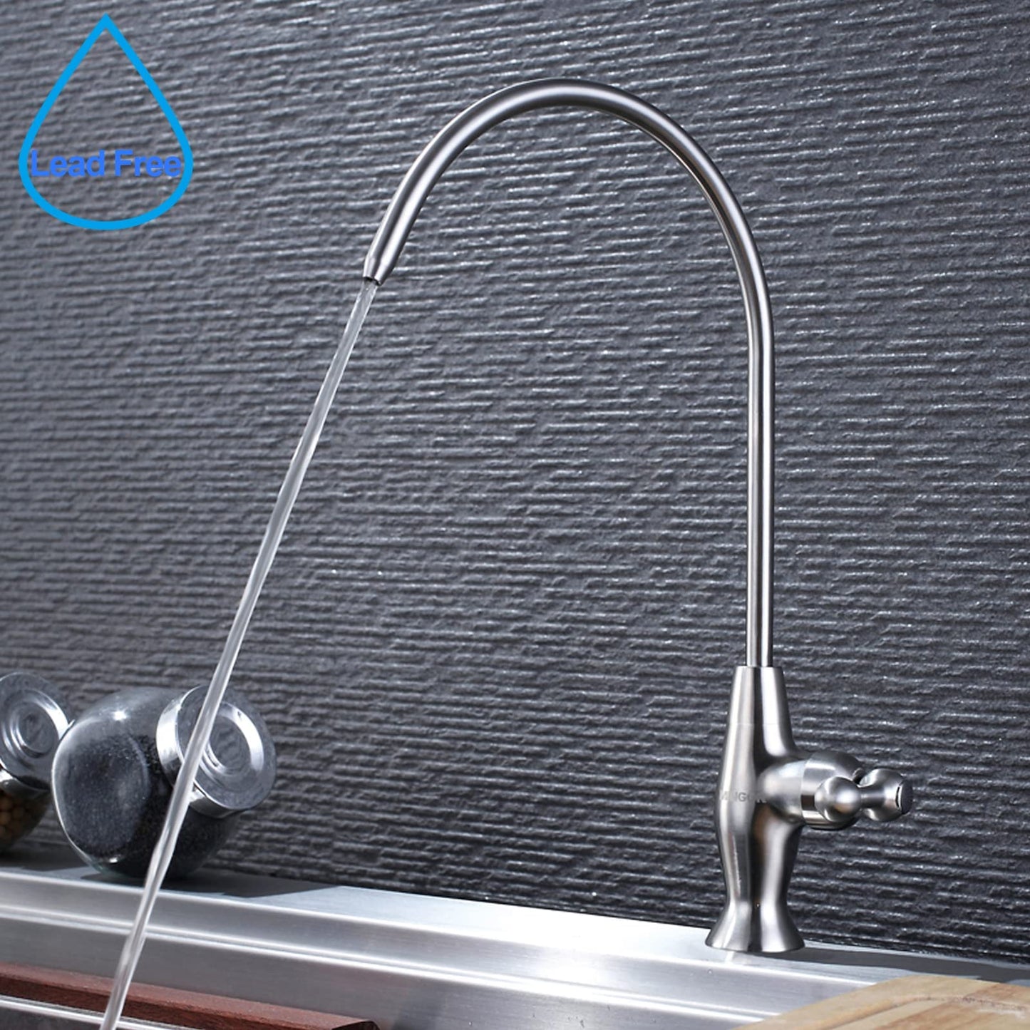Drinking Water Filter Faucet, Kitchen Stainless Steel Water Purifier Faucet for Reverse Osmosis Water Filtration System, Non-Air Gap, Lead-Free, Brushed Nickel