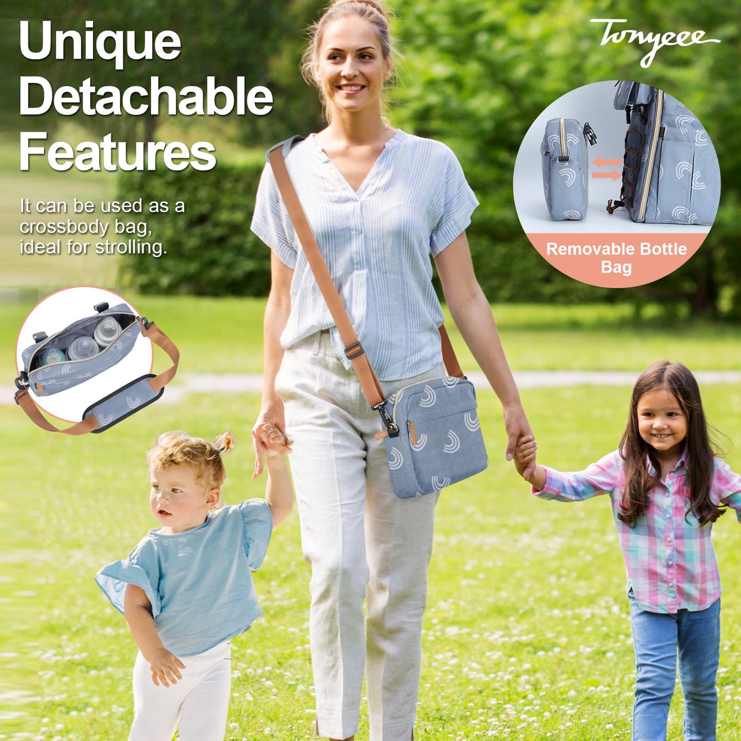 Tonyeee Large Baby Diaper Bag Backpack, Grey