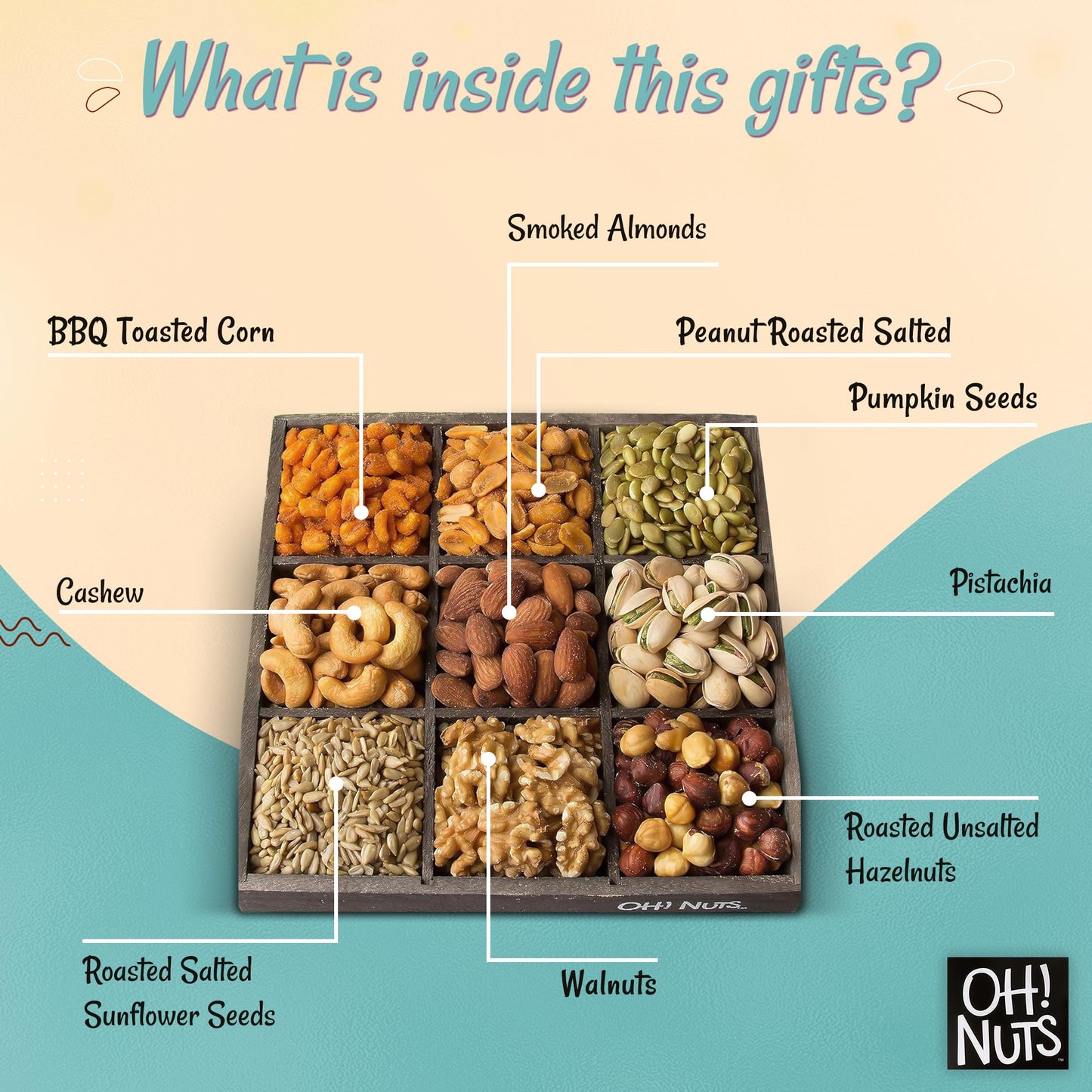 Mixed Nuts Gift Basket by Oh! Nuts - 9 Varieties