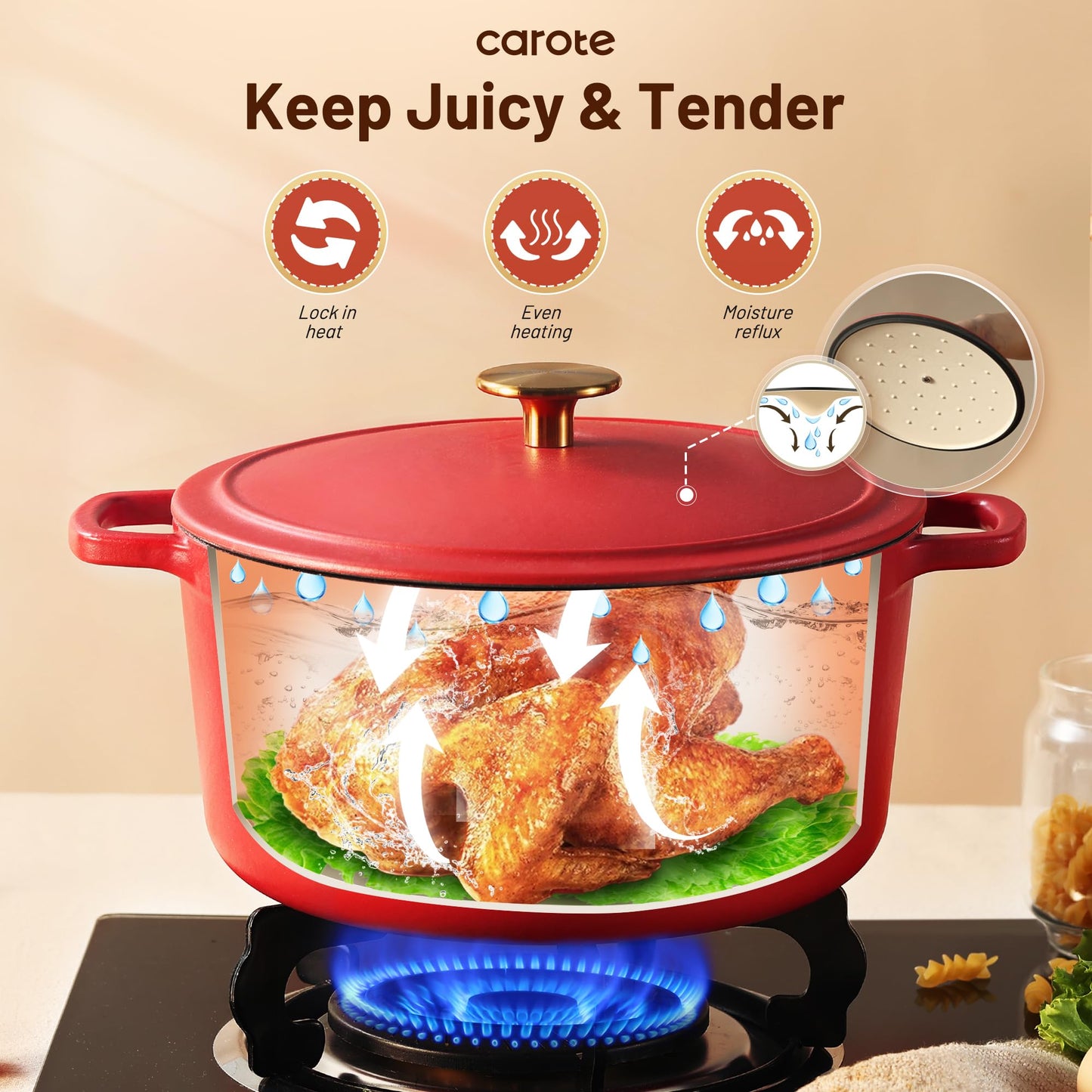 5QT Cast Iron Dutch Oven by CAROTE