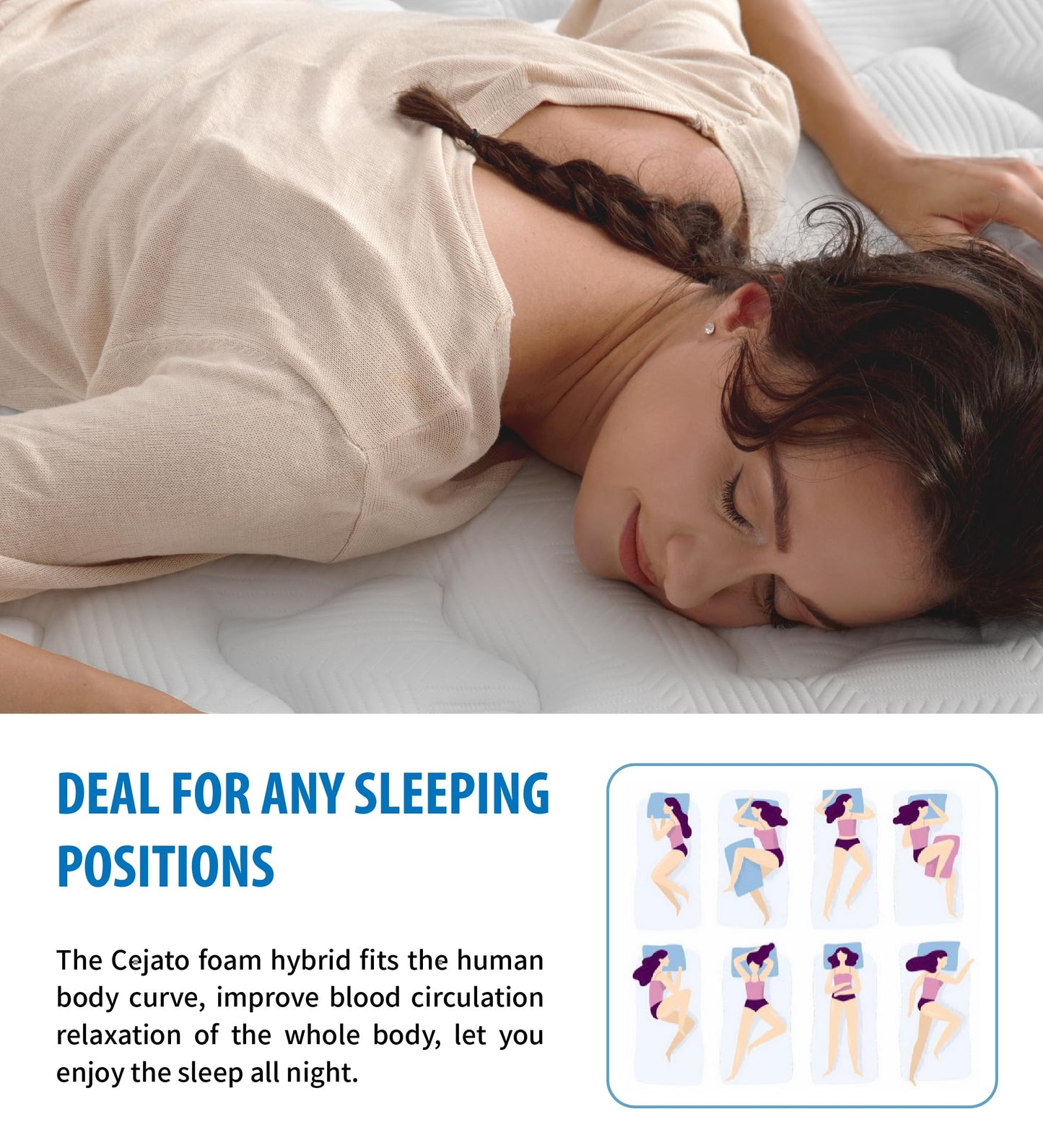 Cejato 12-Inch Hybrid Memory Foam Full Mattress