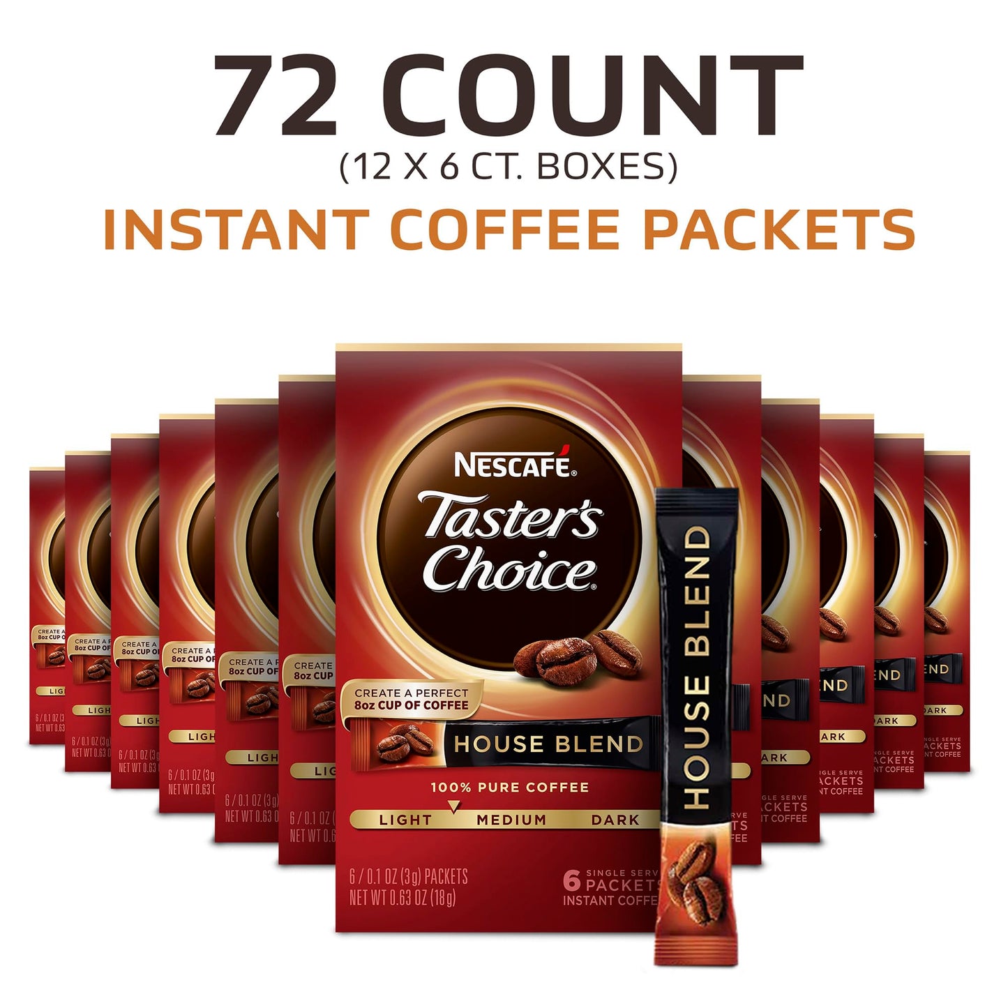72 Pack Taster's Choice Instant Coffee House Blend