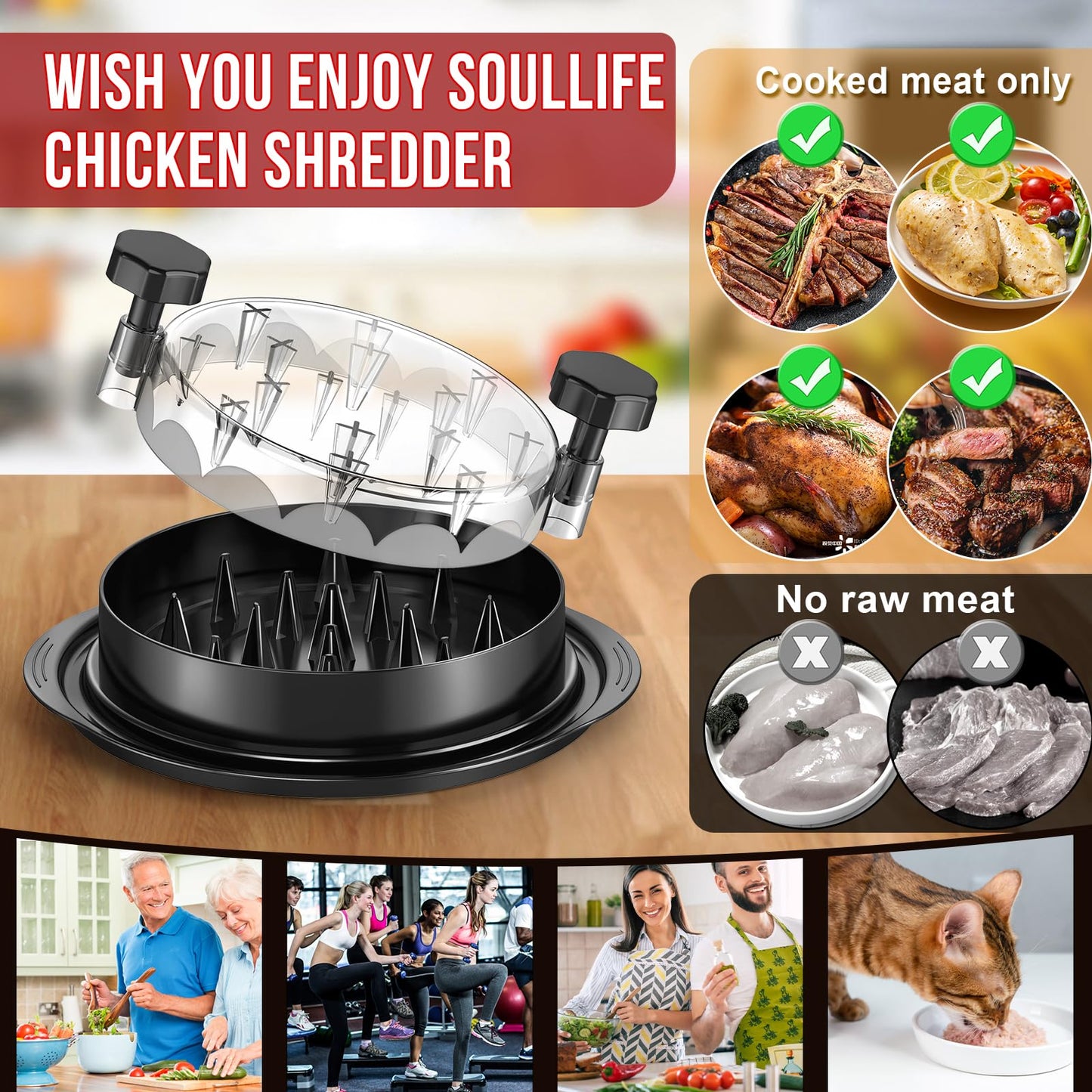 Chicken Shredder Tool by SoulLife - Easy Clean
